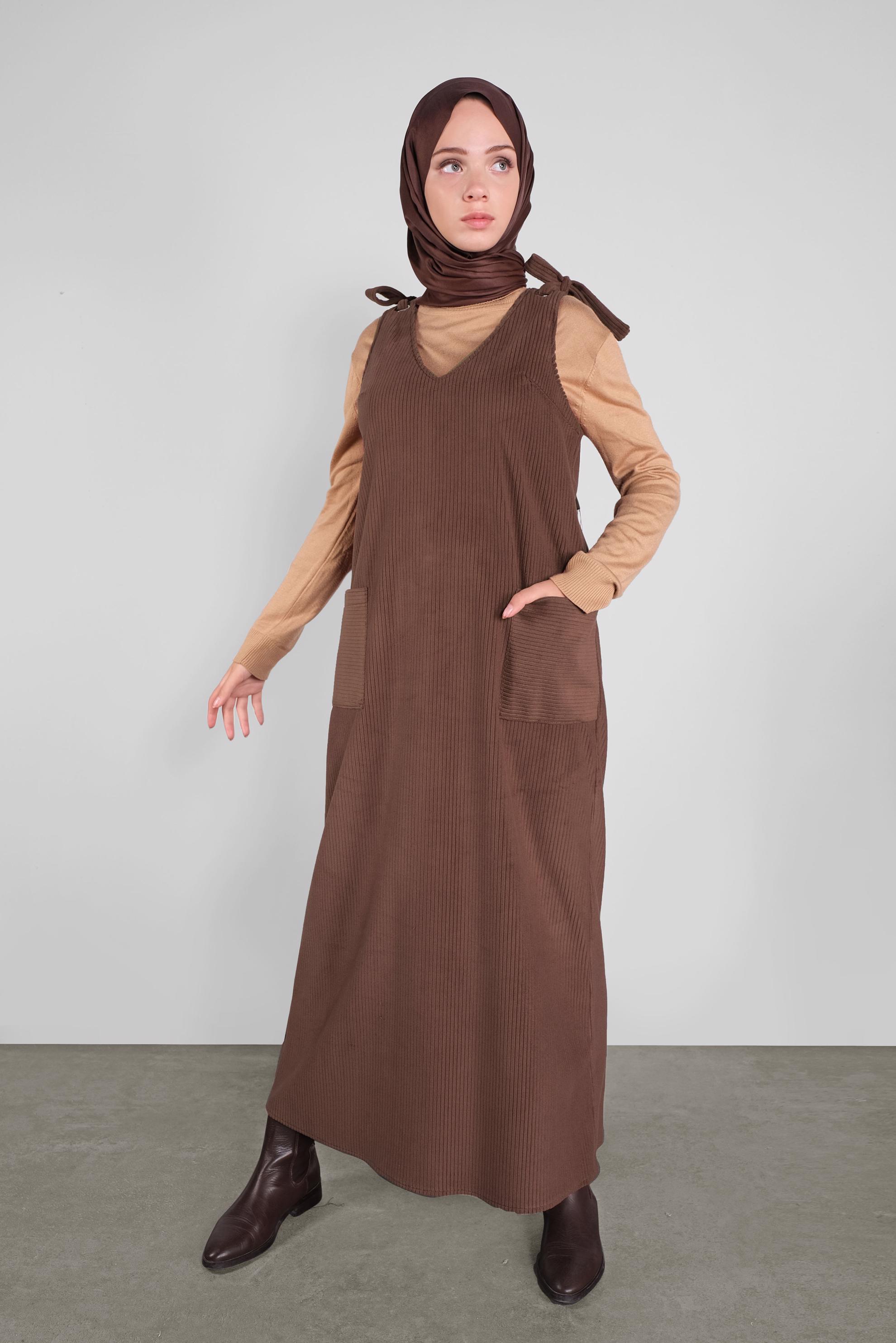 Tesettür giyim KAHVE KADİFE JİLE 41266 