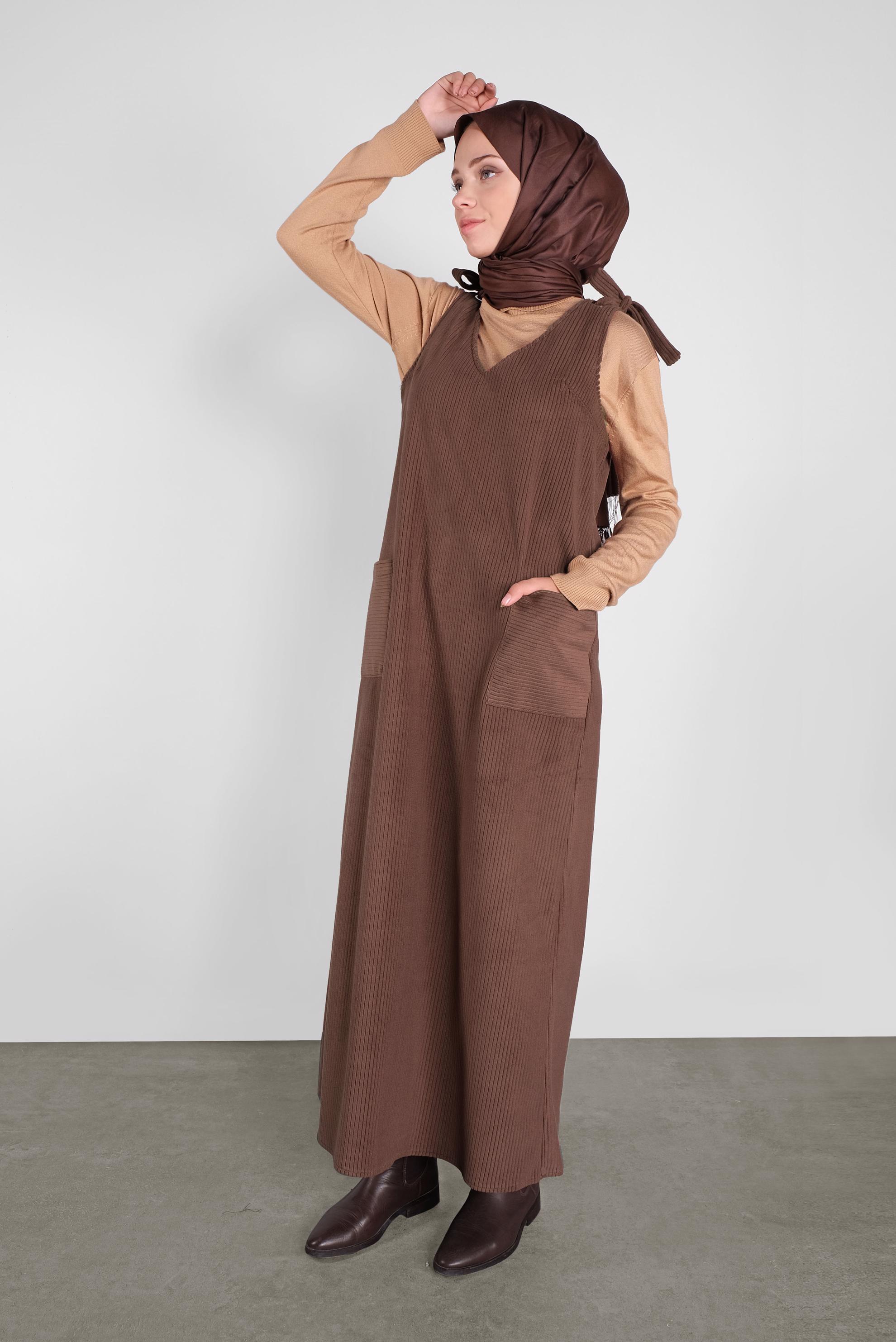 Tesettür giyim KAHVE KADİFE JİLE 41266 