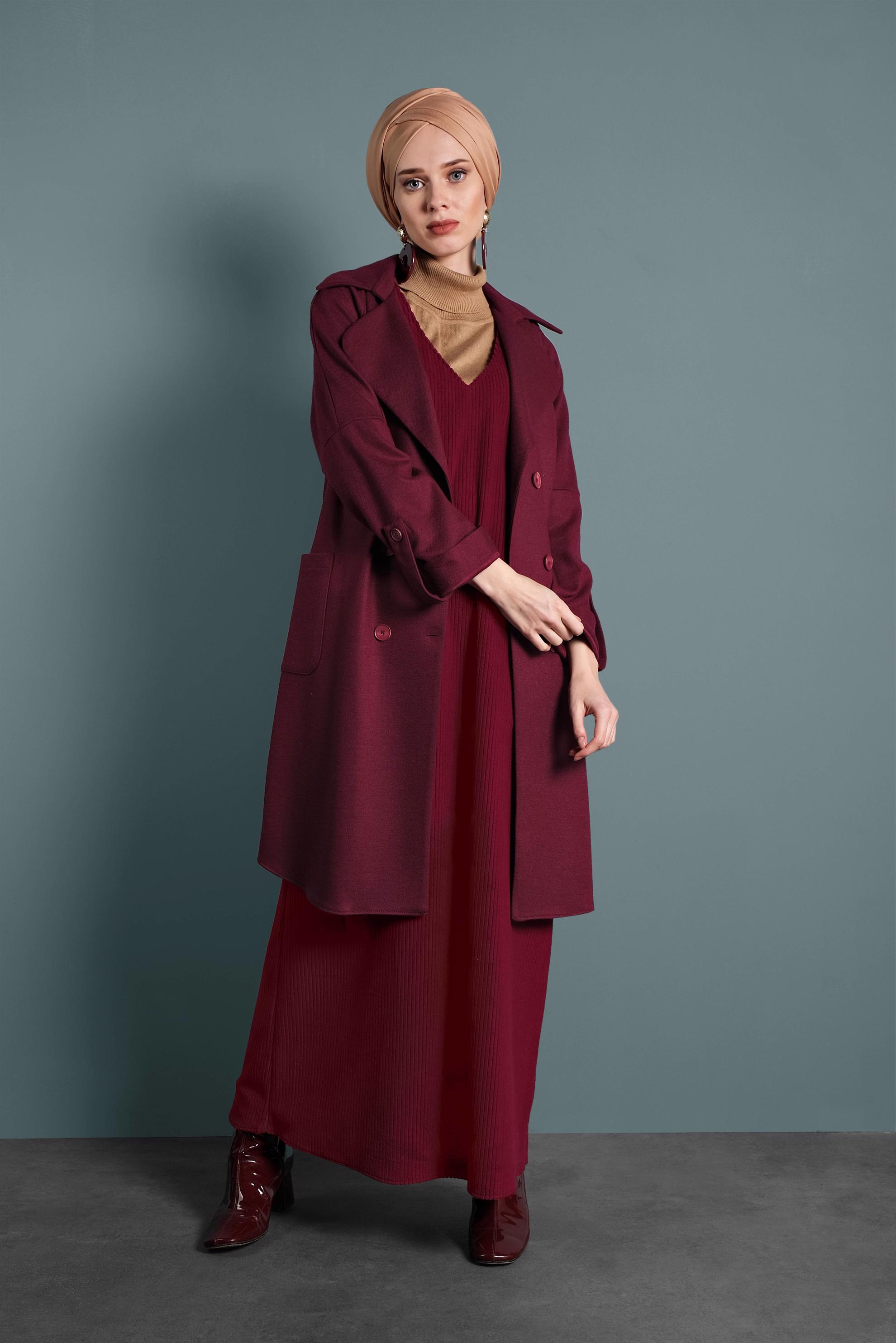 Tesettür giyim BORDO KADİFE JİLE 41266 