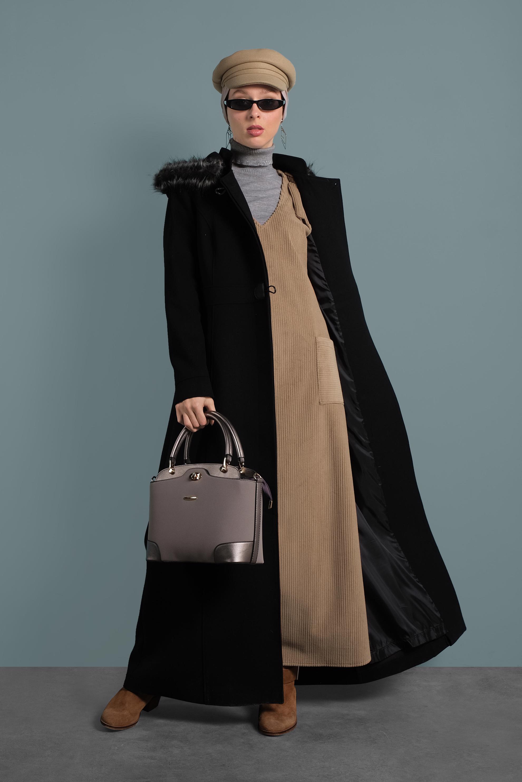 Tesettür giyim KAHVE KADİFE JİLE 41266 