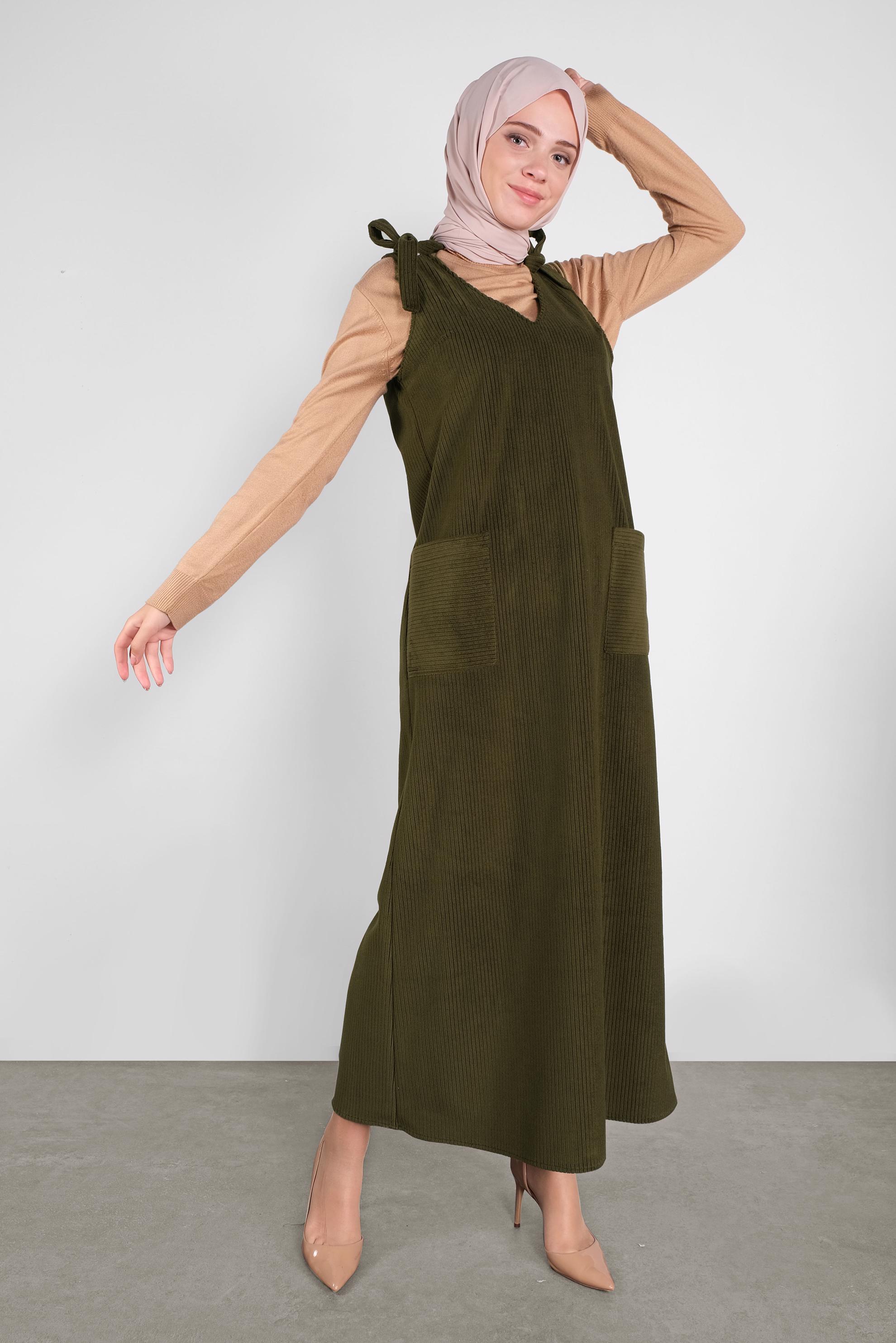 Tesettür giyim HAKİ KADİFE JİLE 41266 