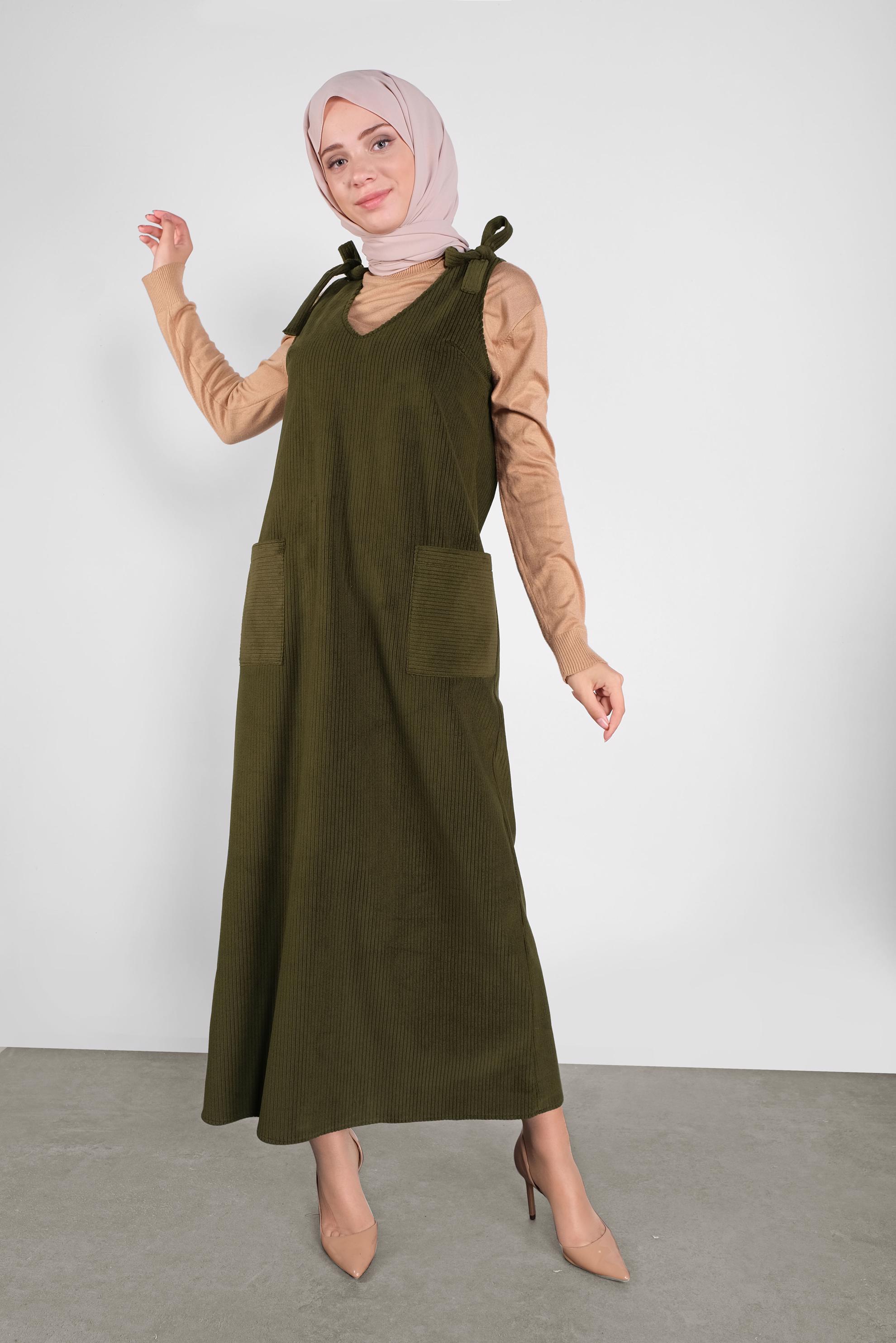 Tesettür giyim HAKİ KADİFE JİLE 41266 