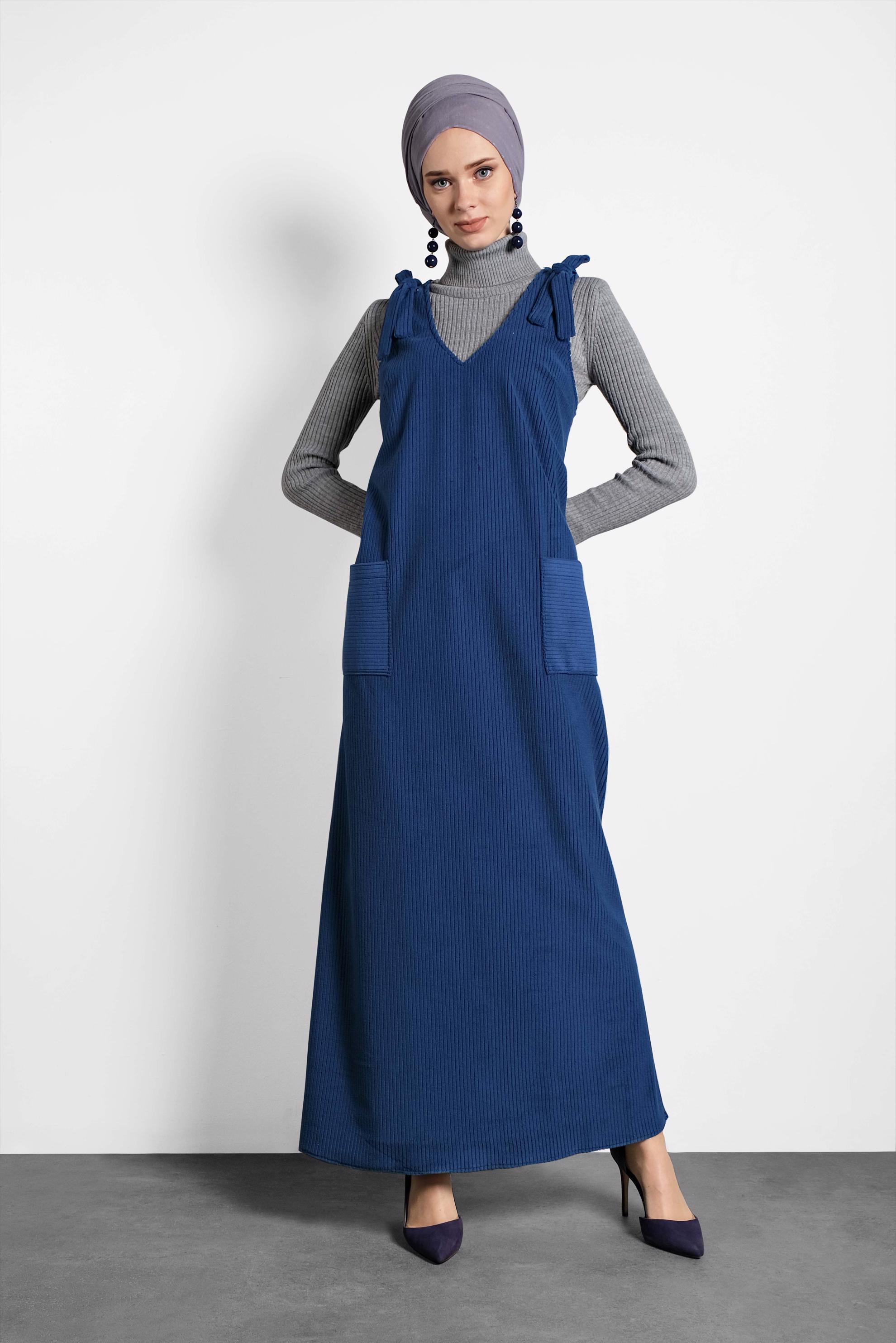 Tesettür giyim LACİVERT KADİFE JİLE 41266 