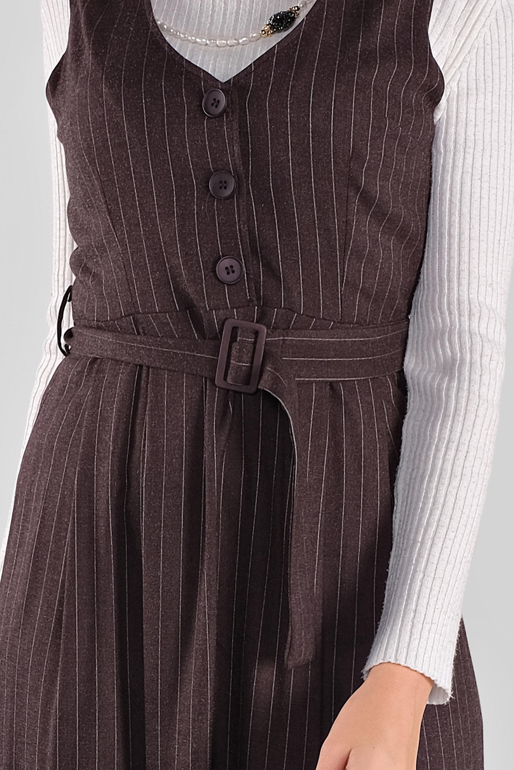 Tesettür giyim MÜRDÜM ÇİZGİLİ KEMERLİ JİLE 41267 