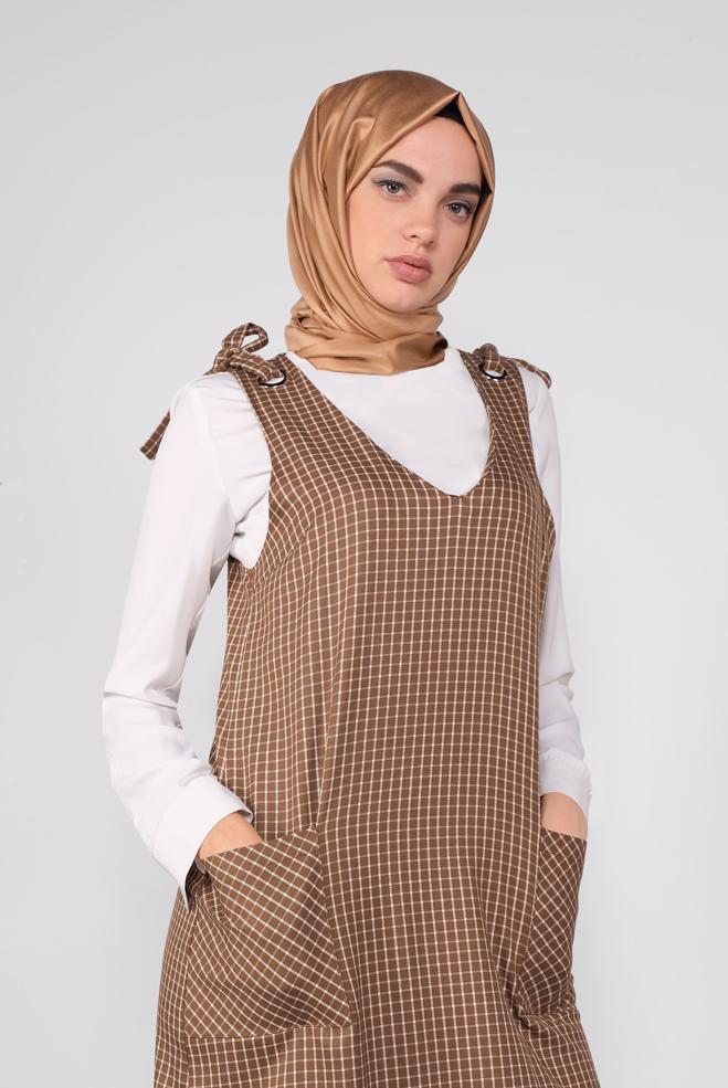 Hijab clothing  GINGHAM PINAFORE SKIRT 41287  - ALVİNA