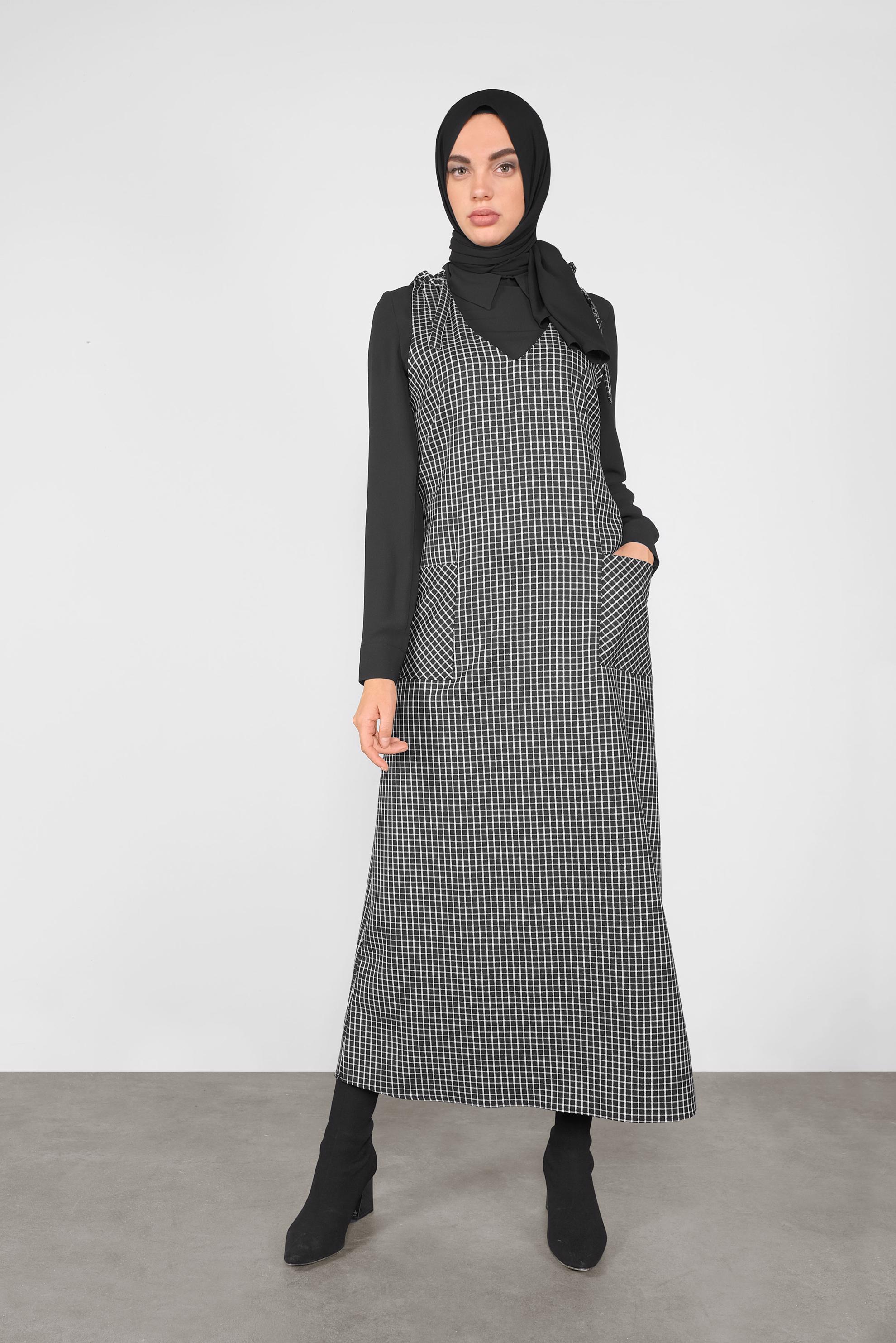 Tesettür giyim SİYAH BAĞCIKLI PÖTİKARE JİLE 41287 