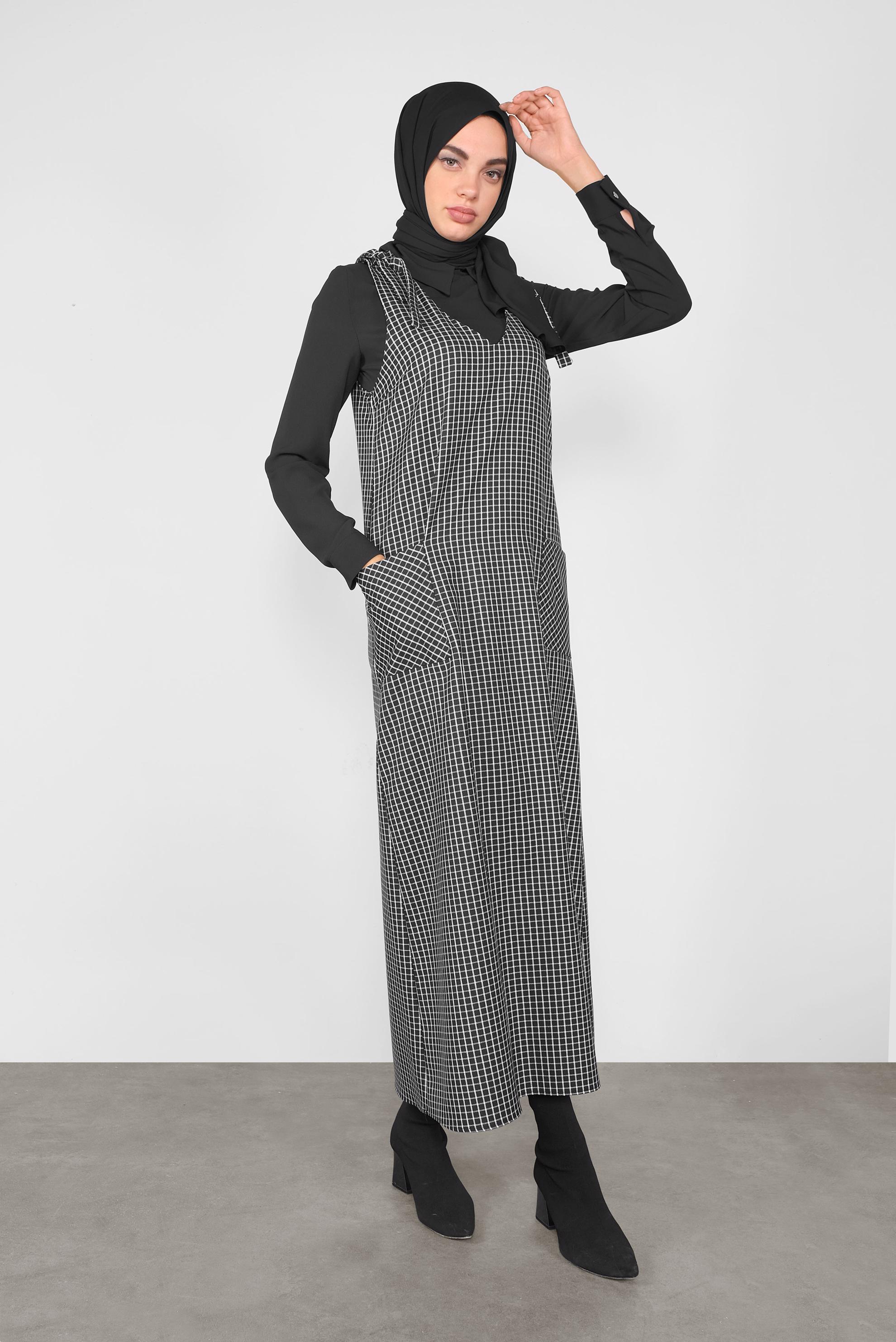 Tesettür giyim SİYAH BAĞCIKLI PÖTİKARE JİLE 41287 