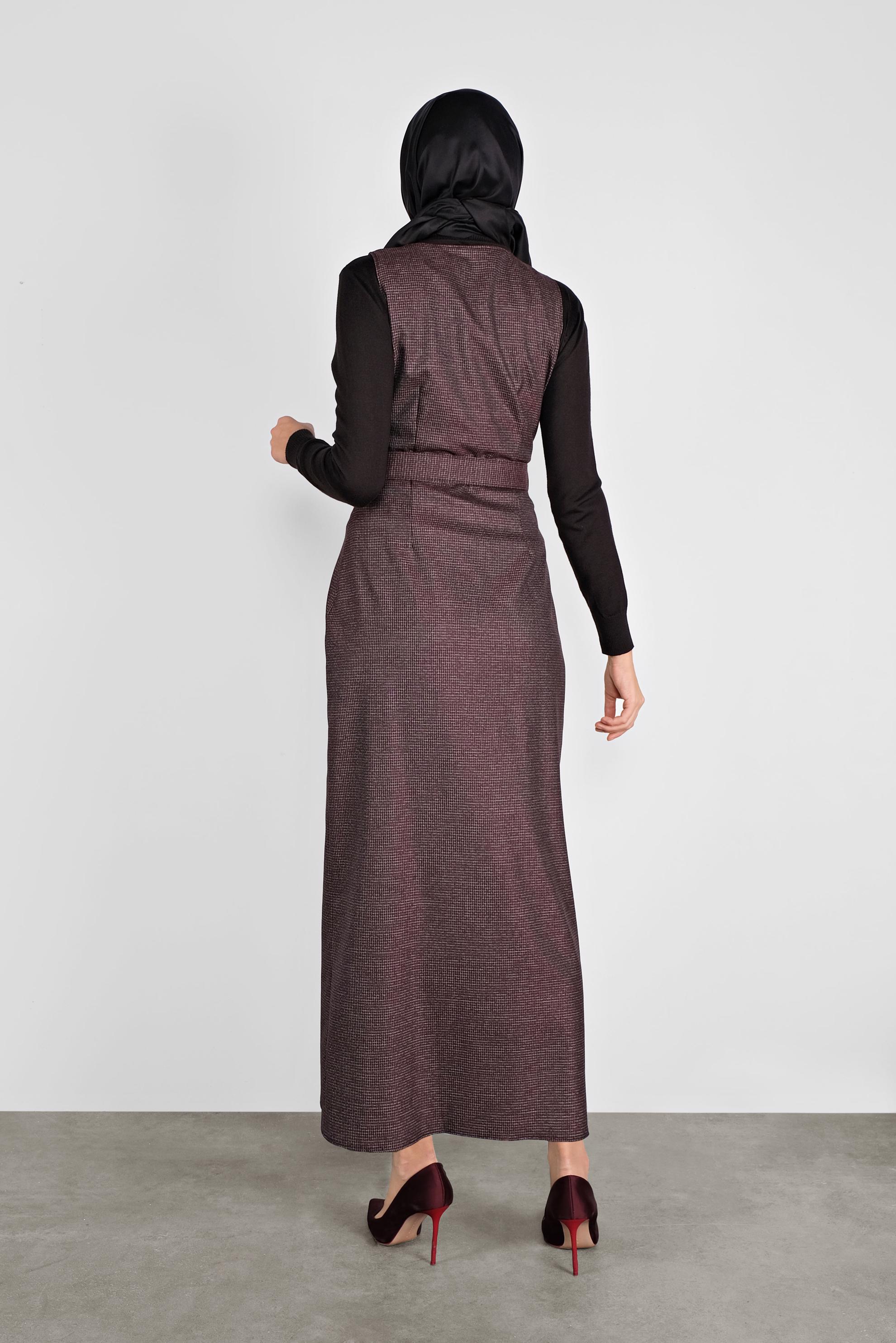 Tesettür giyim MÜRDÜM DÜĞMELİ KEMERLİ JİLE 41305 