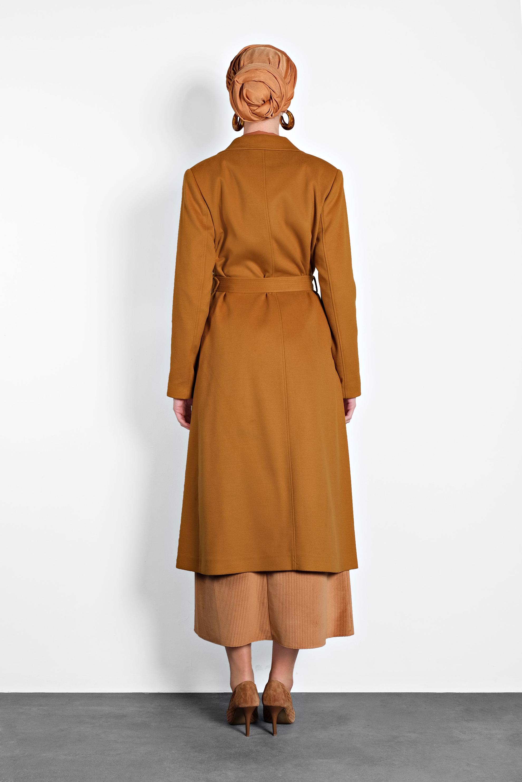 Hijab clothing YELLOW BUTTONED BELTED WALKER COAT 90003