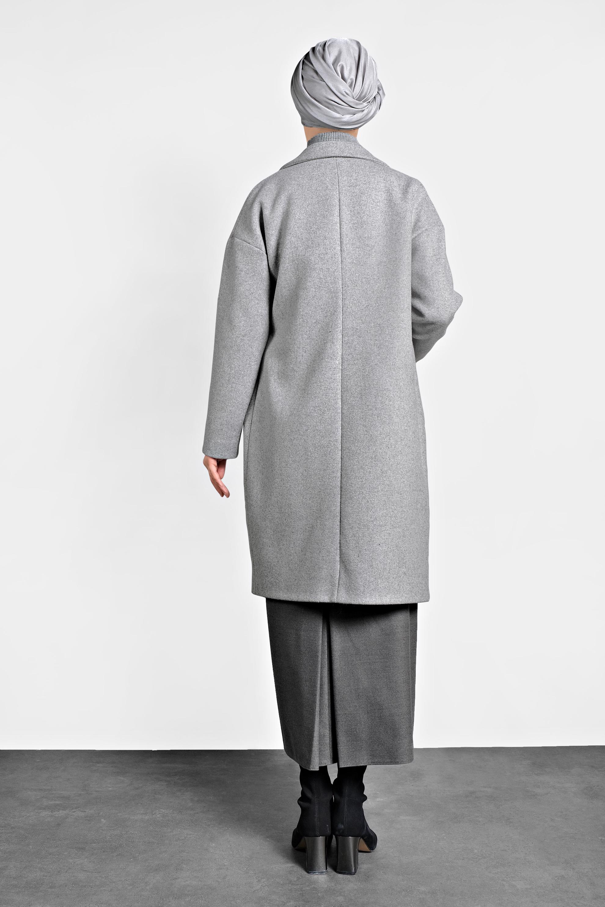 Tesettür giyim GRİ KLASİK KABAN 90005	