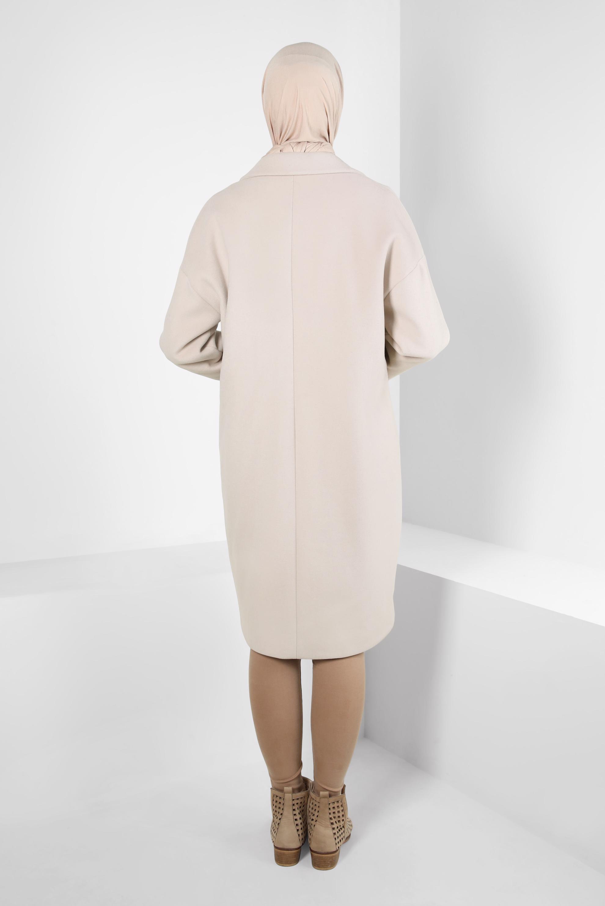 Tesettür giyim BEJ KLASİK KABAN 90005	