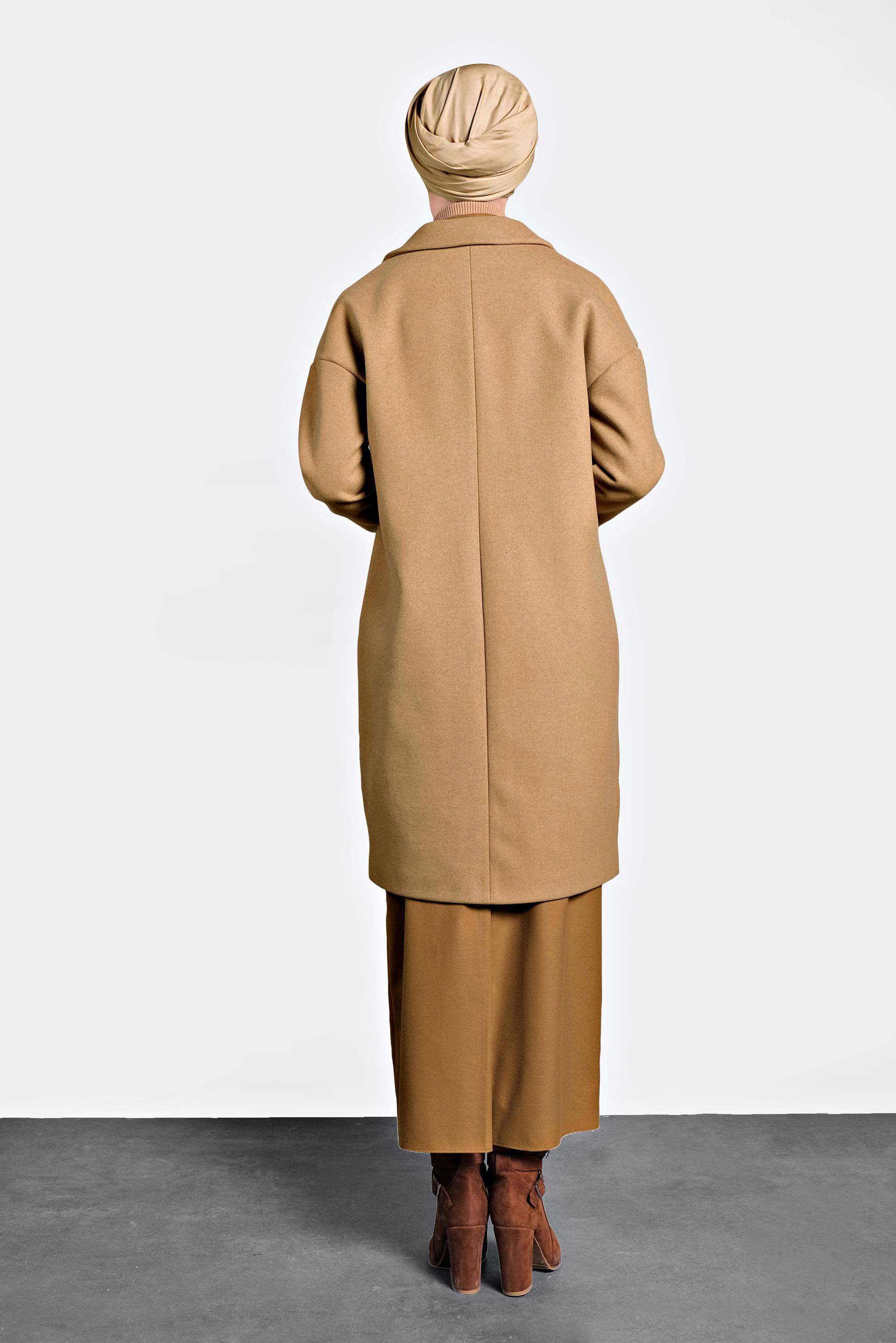 Vêtements hijab BRUN MANTEAU CLASSIQUE 90005
