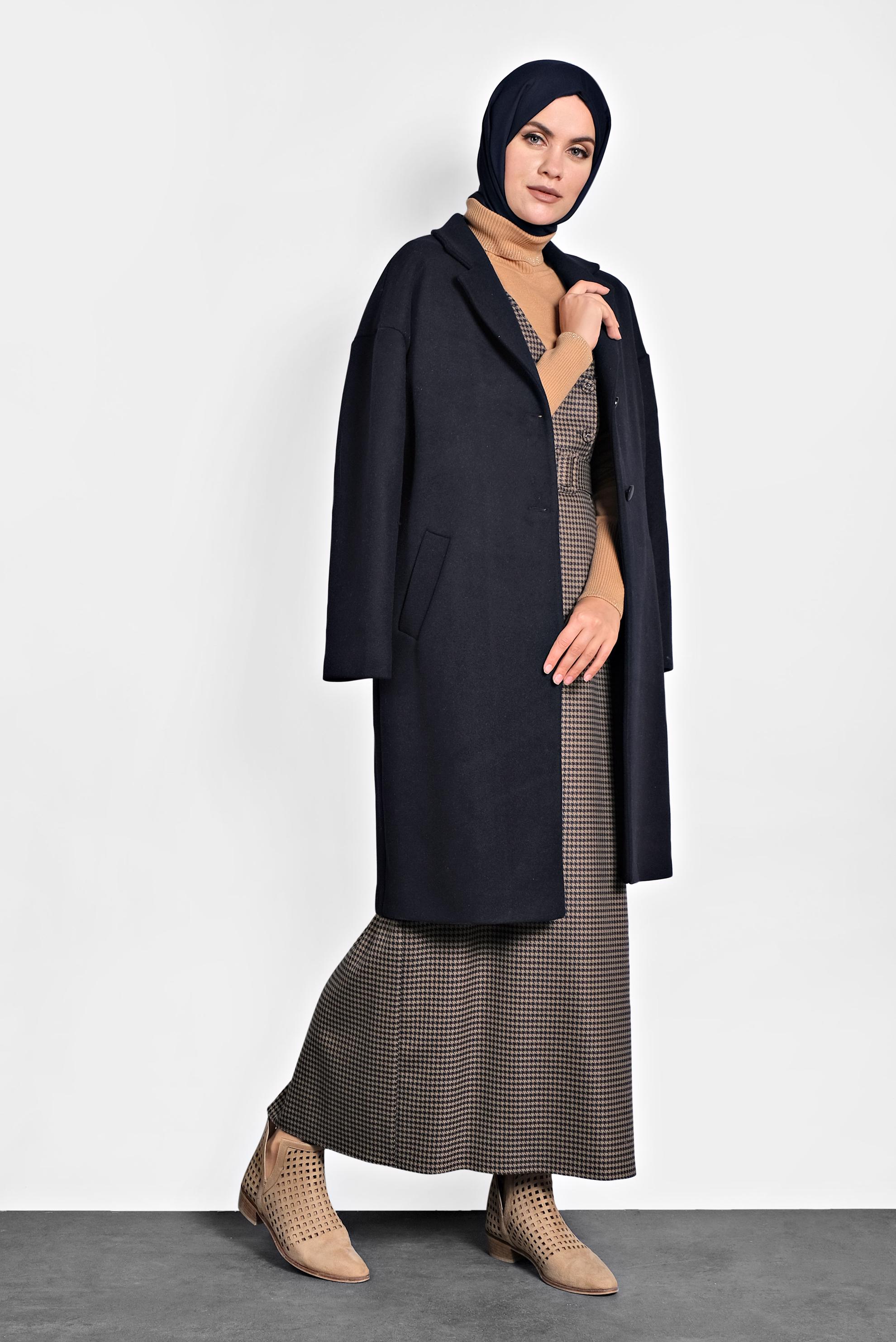 Vêtements hijab BLEU MARINE MANTEAU CLASSIQUE 90005