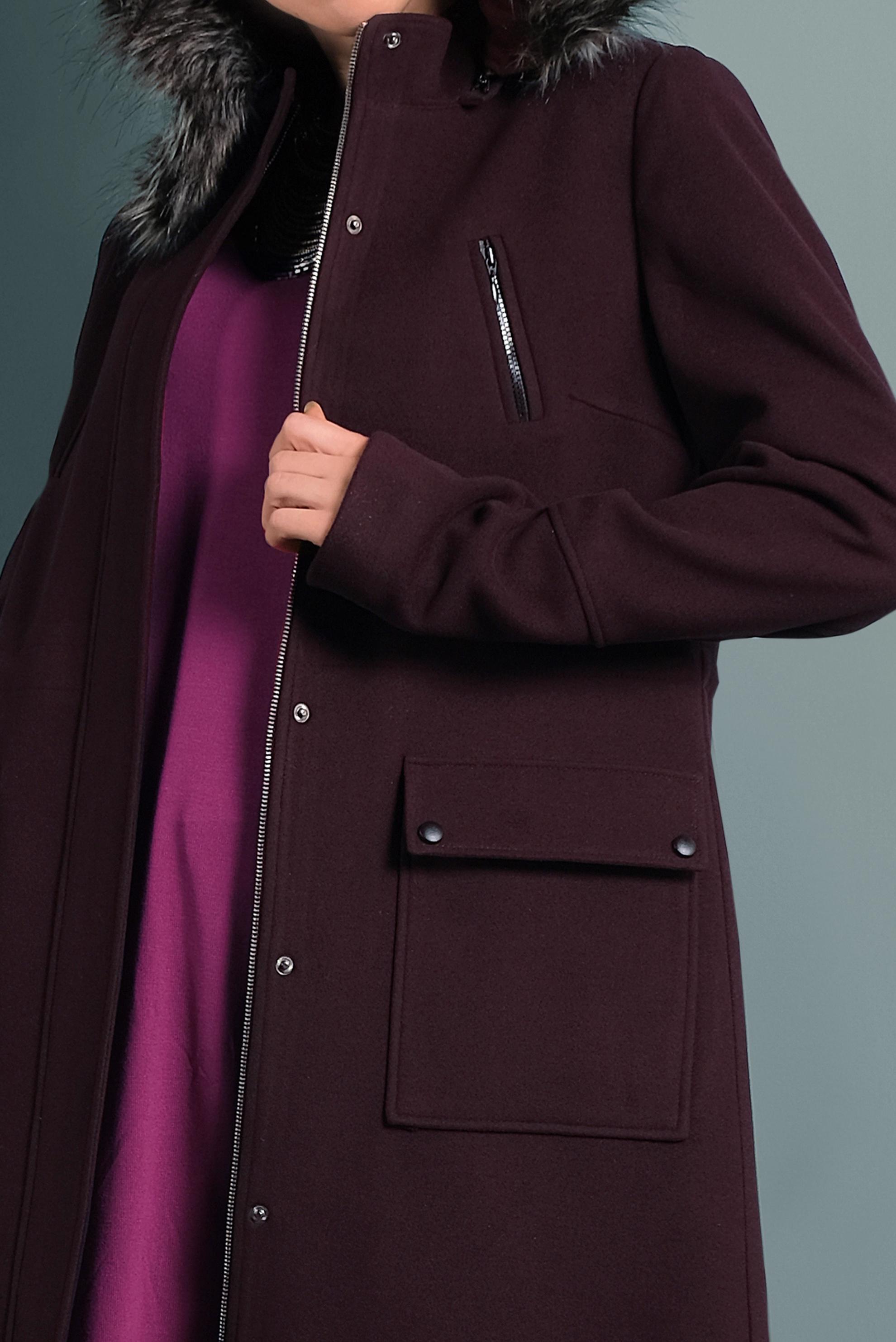 Tesettür giyim MÜRDÜM KAPÜŞONU KÜRKLÜ KABAN 90012