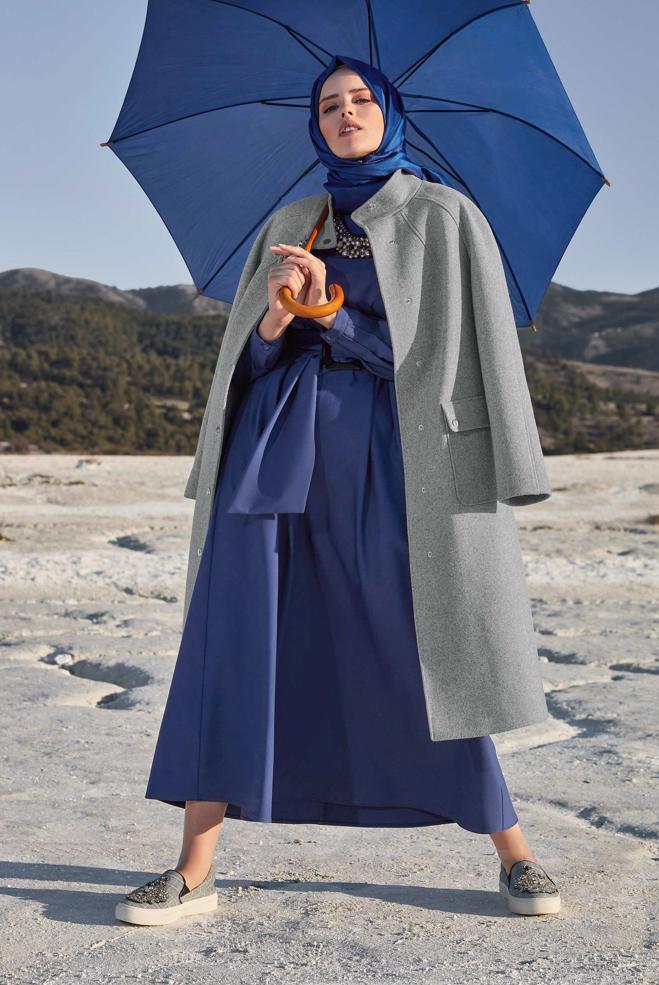 Hijab clothing  SNAP DETAILED WALKER COAT 90013  - ALVİNA