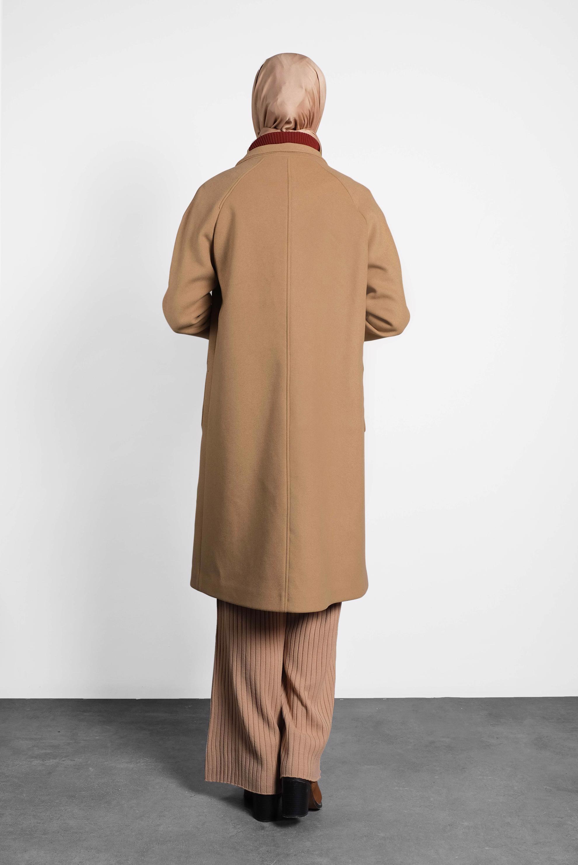 Tesettür giyim KAHVE ÇITÇITLI KAŞE KABAN 90013 