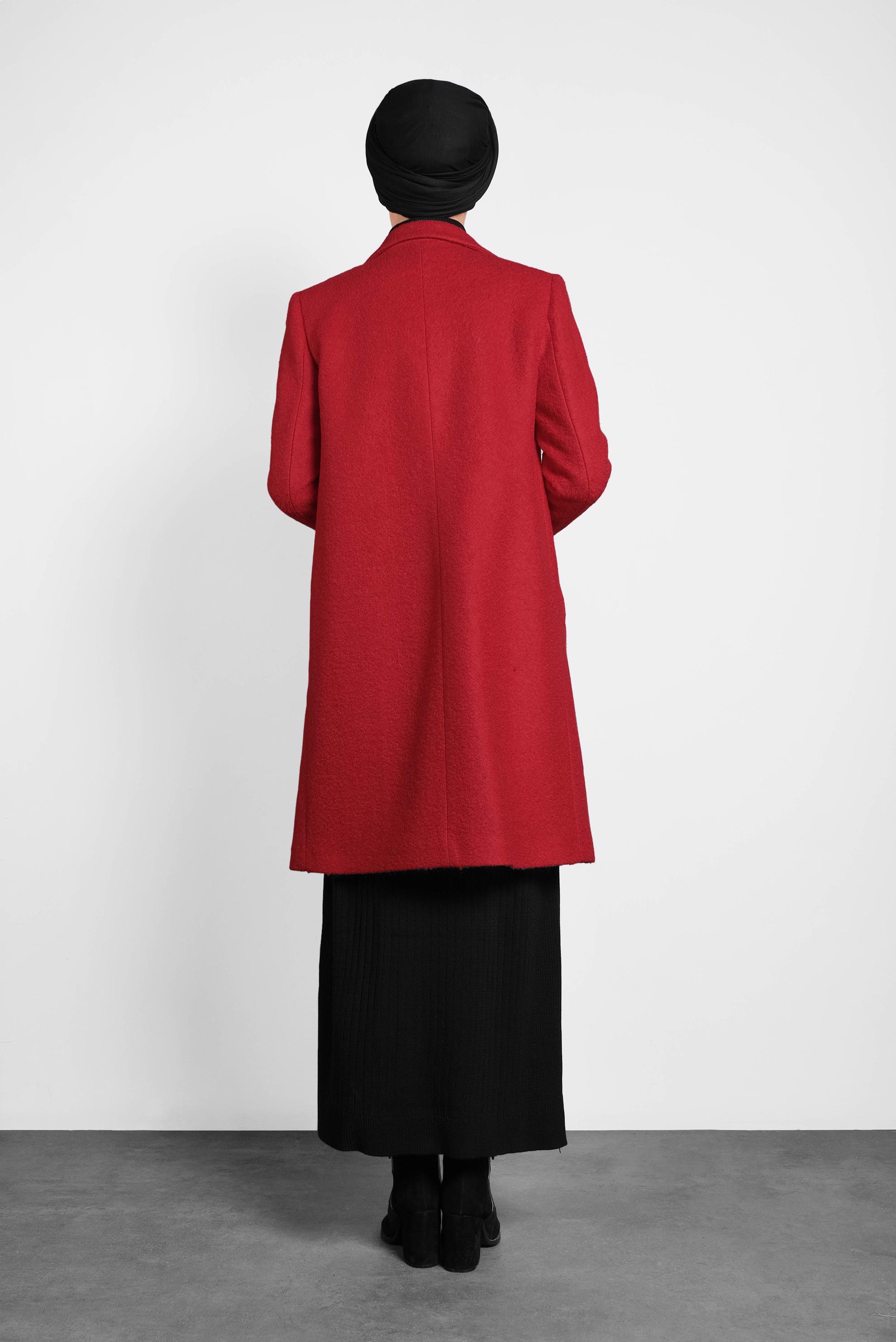Hijab clothing RED CLASSIC FELT COAT 90014 