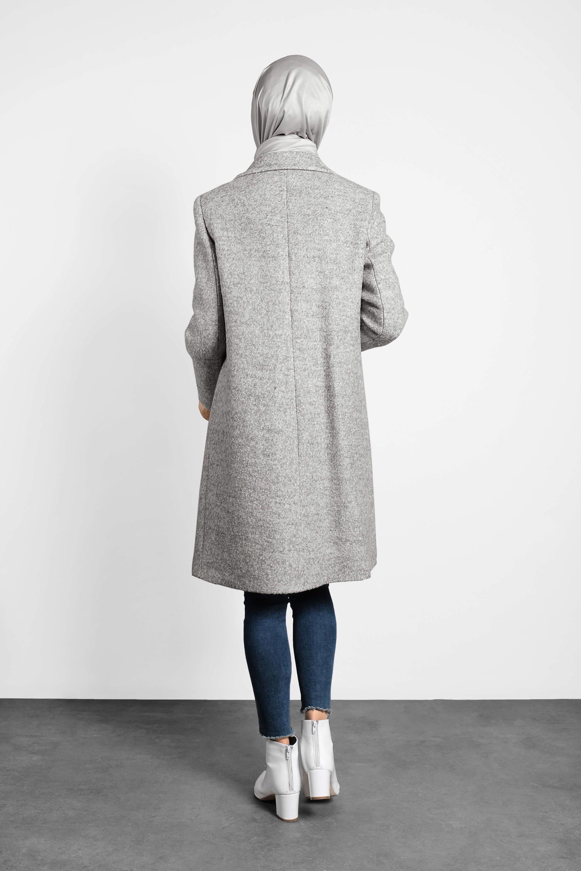 Tesettür giyim GRİ KLASİK KEÇE KABAN 90014	