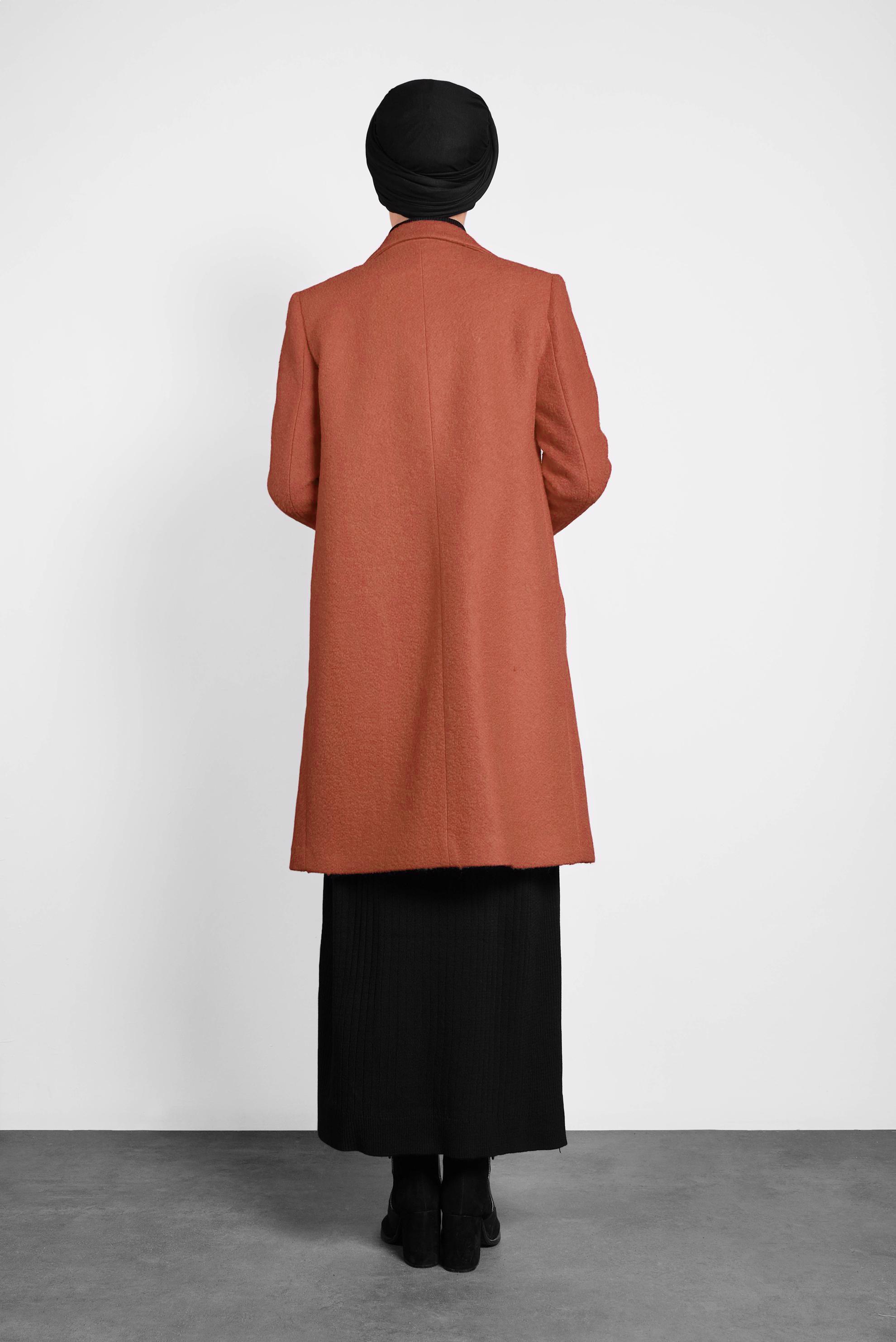 Tesettür giyim TURUNCU KLASİK KEÇE KABAN 90014	