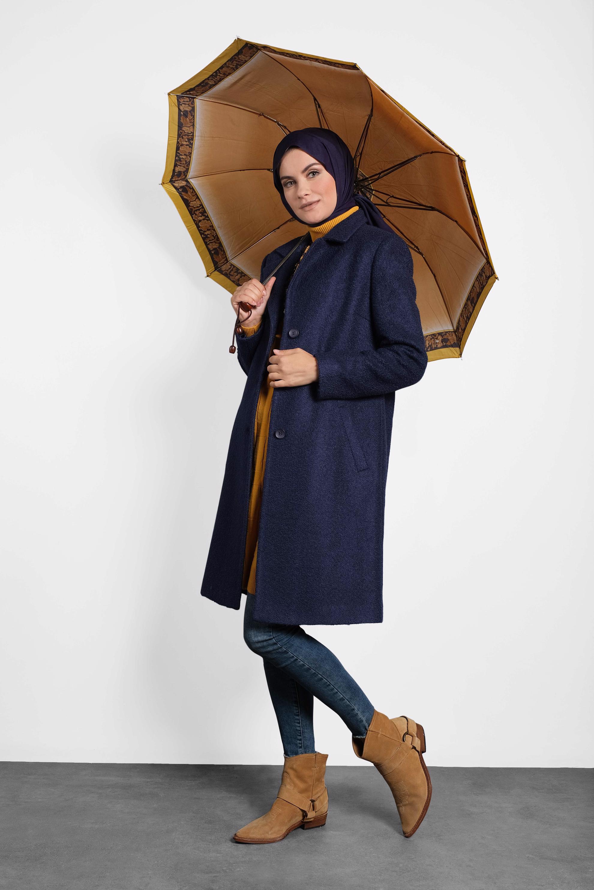 Tesettür giyim LACİVERT KLASİK KEÇE KABAN 90014	