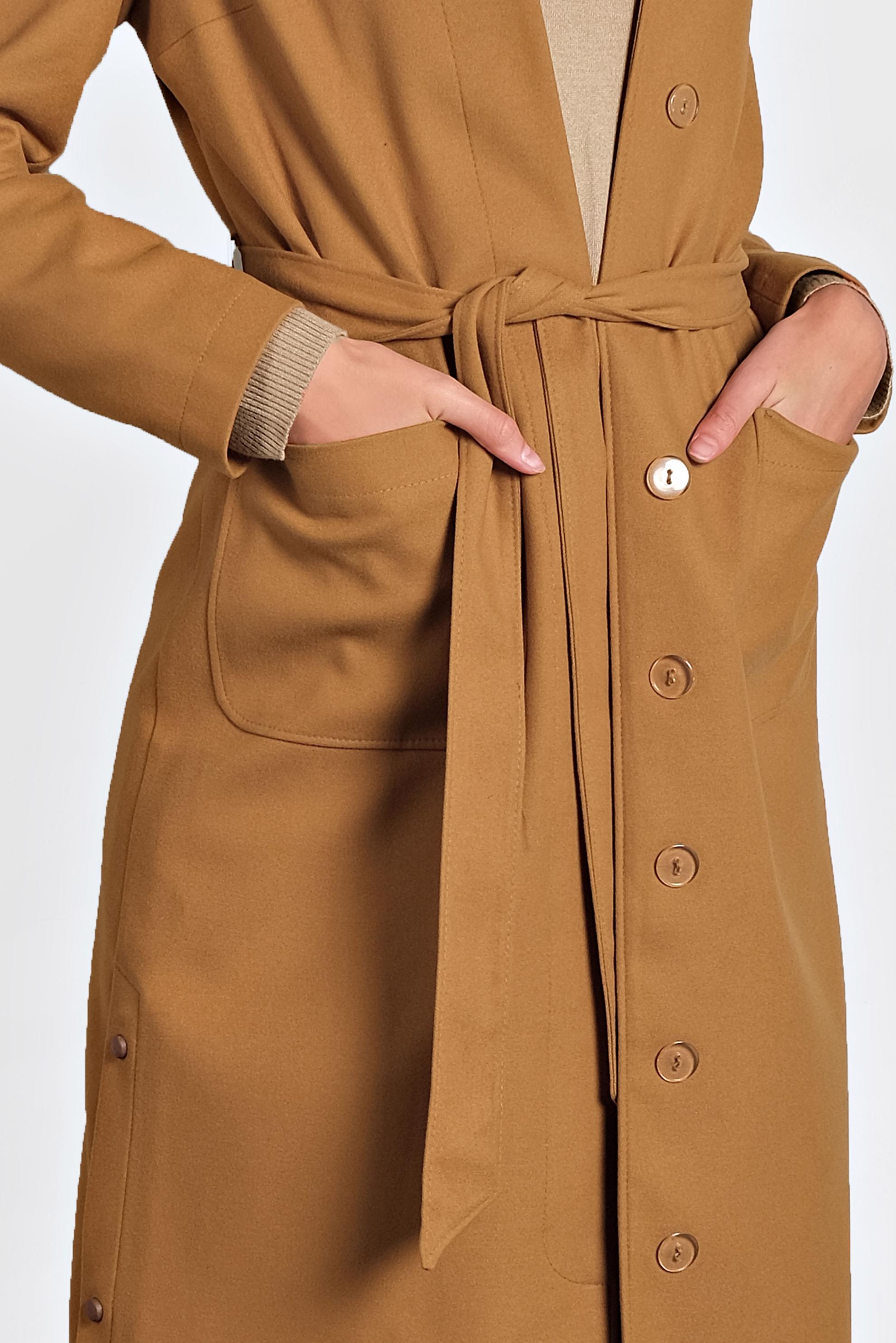 Hijab clothing YELLOW HOODED BELTED COAT 90021