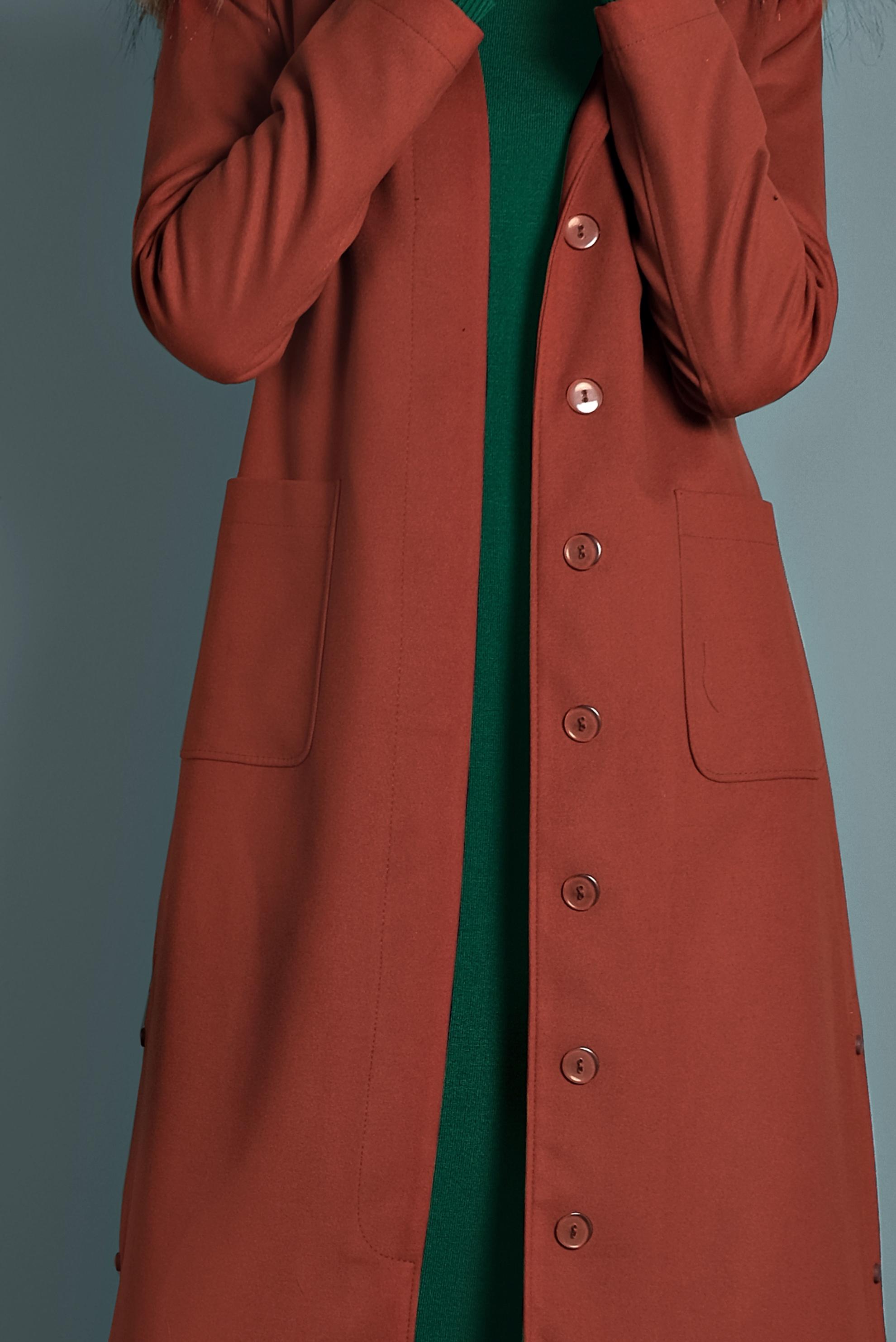 Hijab clothing ORANGE HOODED BELTED COAT 90021