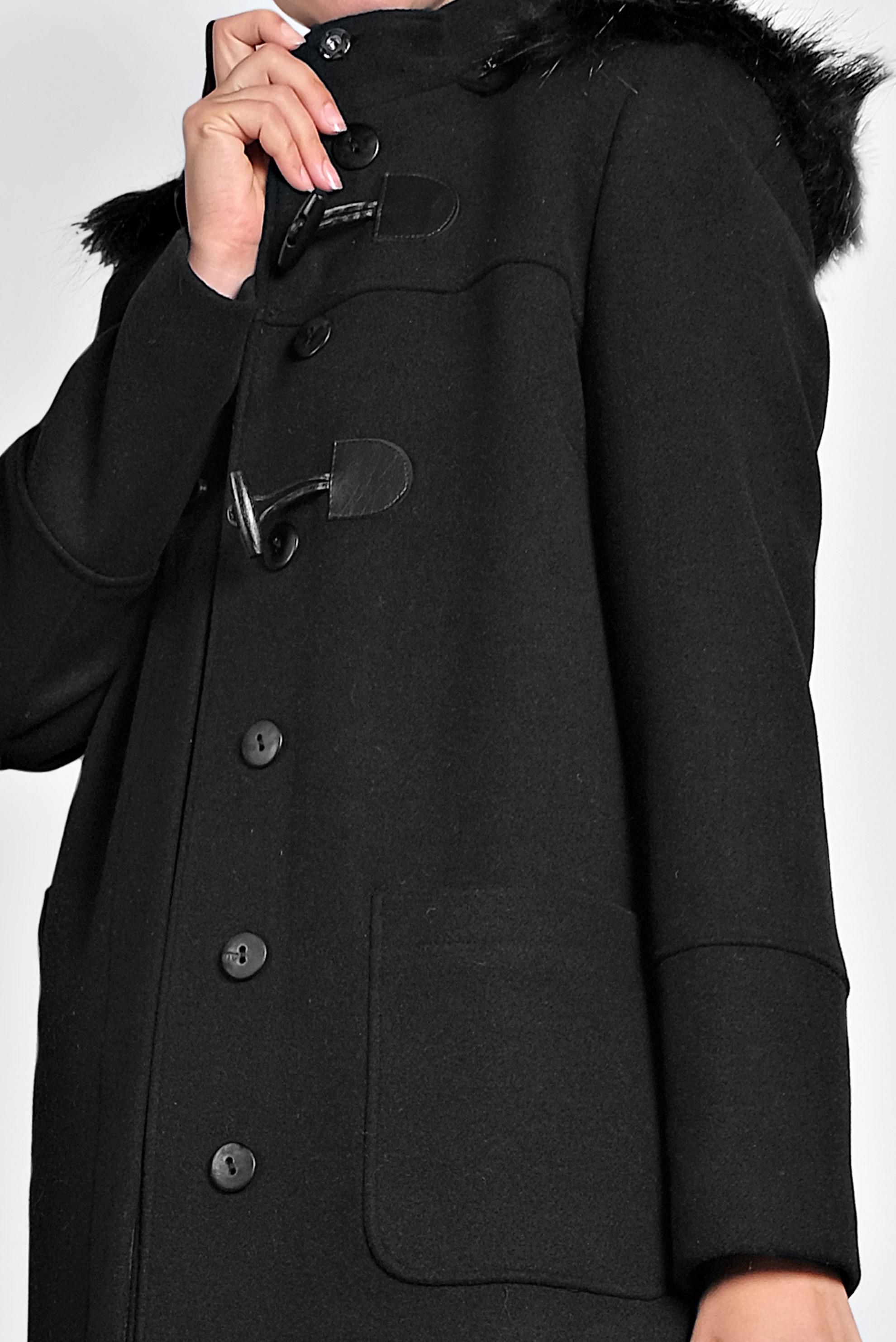 Tesettür giyim SİYAH KAPÜŞONU KÜRKLÜ KABAN 90022 