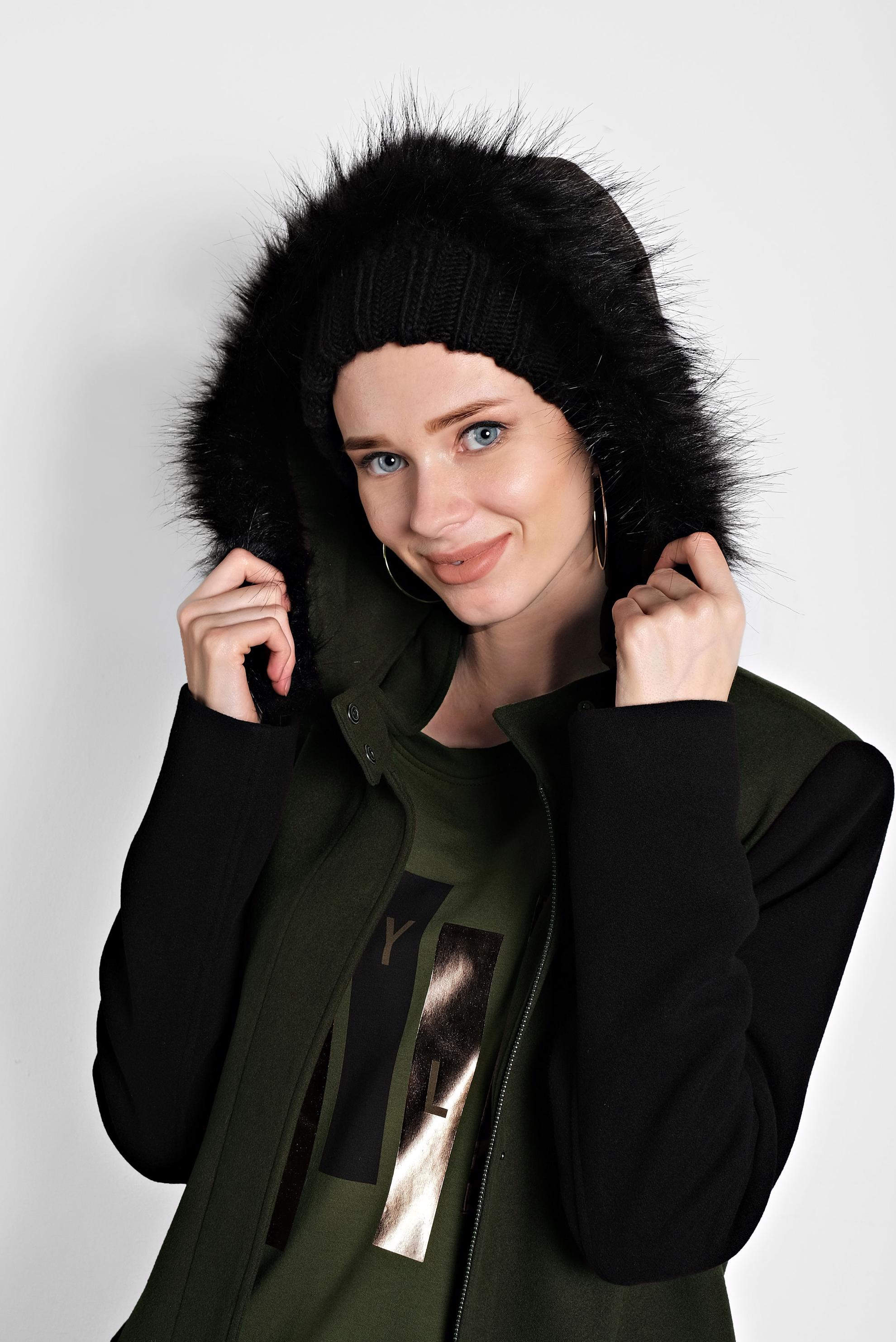 Tesettür giyim HAKİ KAPÜŞONLU CEPLİ KABAN 90023