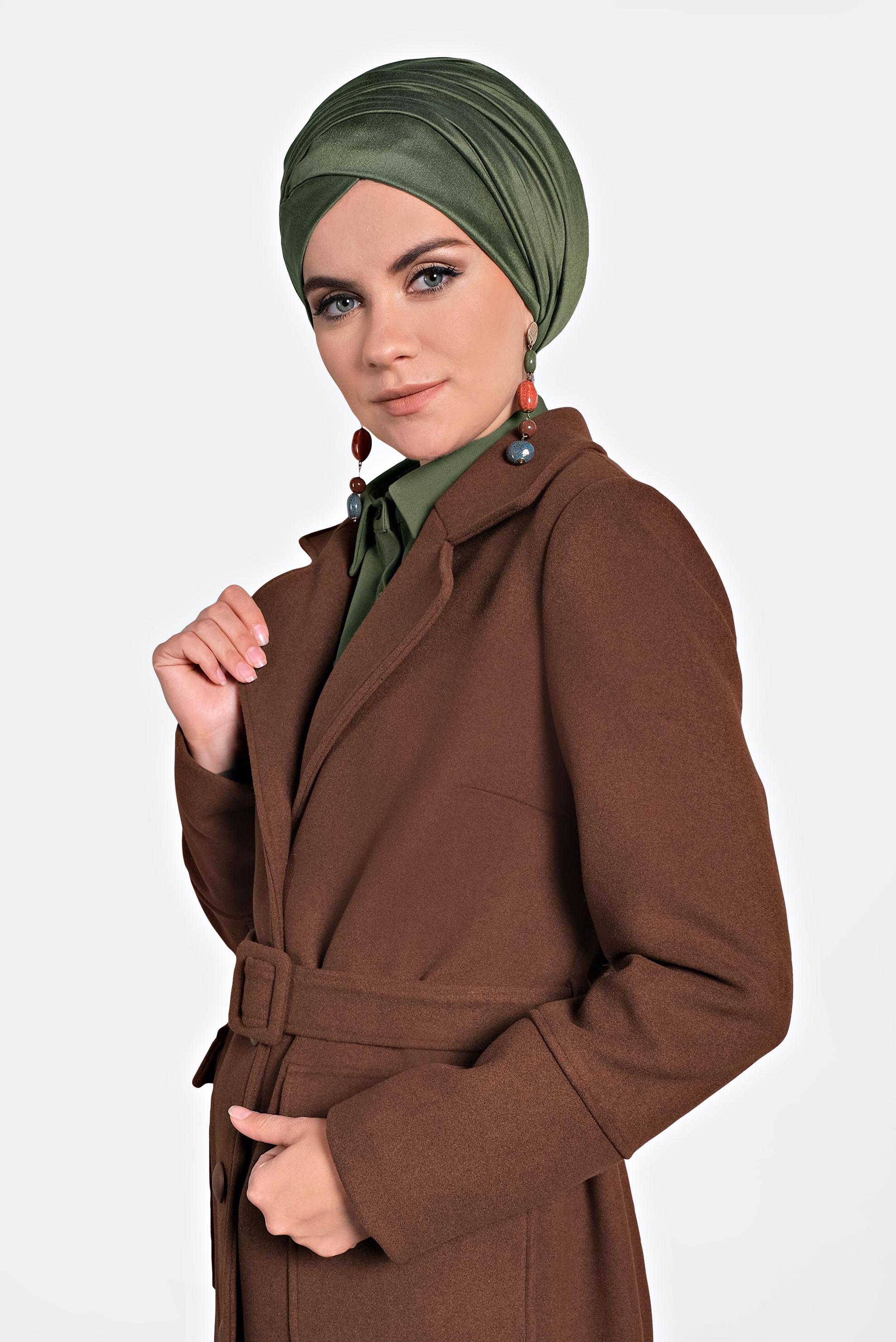 Tesettür giyim TURUNCU KLASİK KABAN 90024 