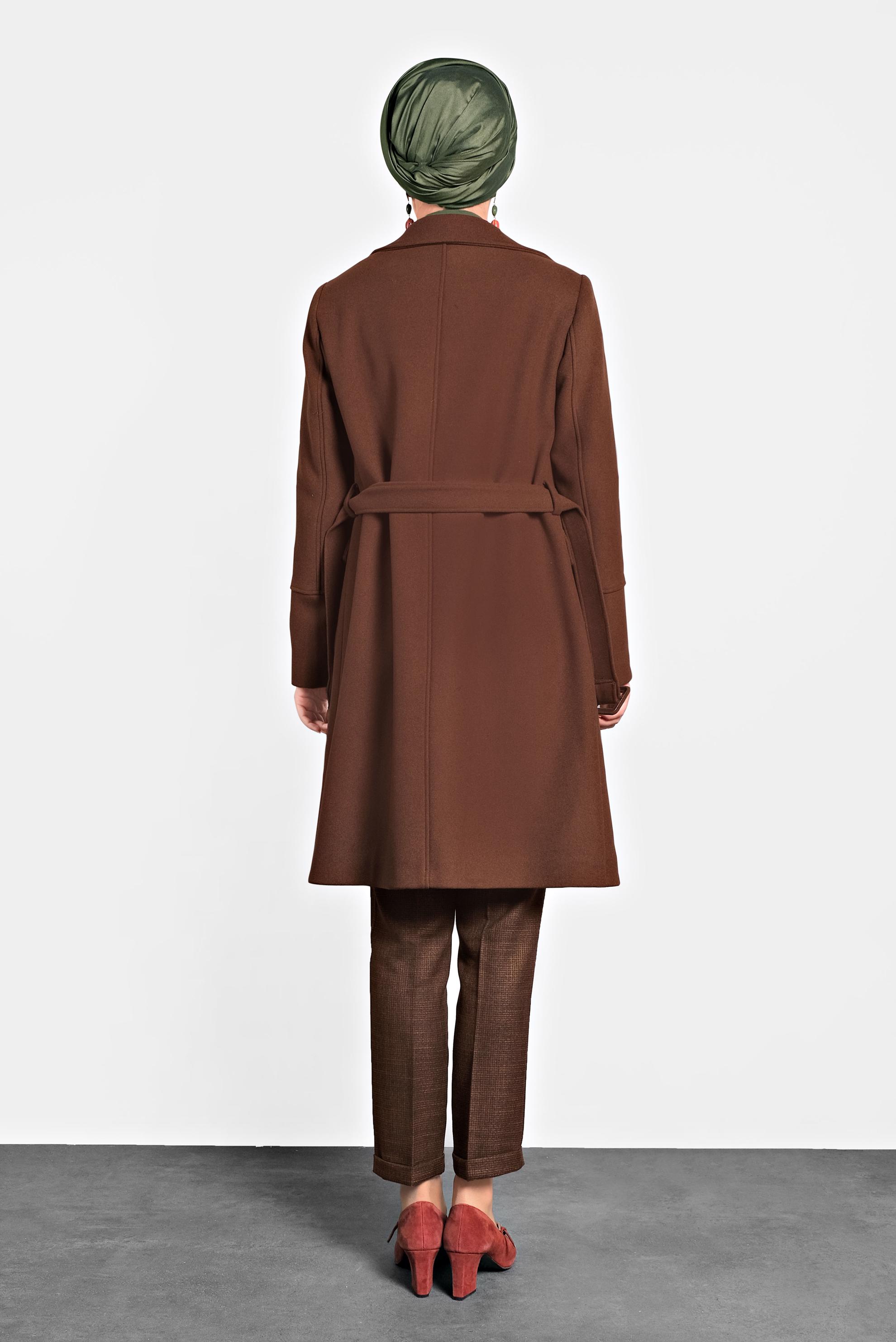 Tesettür giyim TURUNCU KLASİK KABAN 90024 