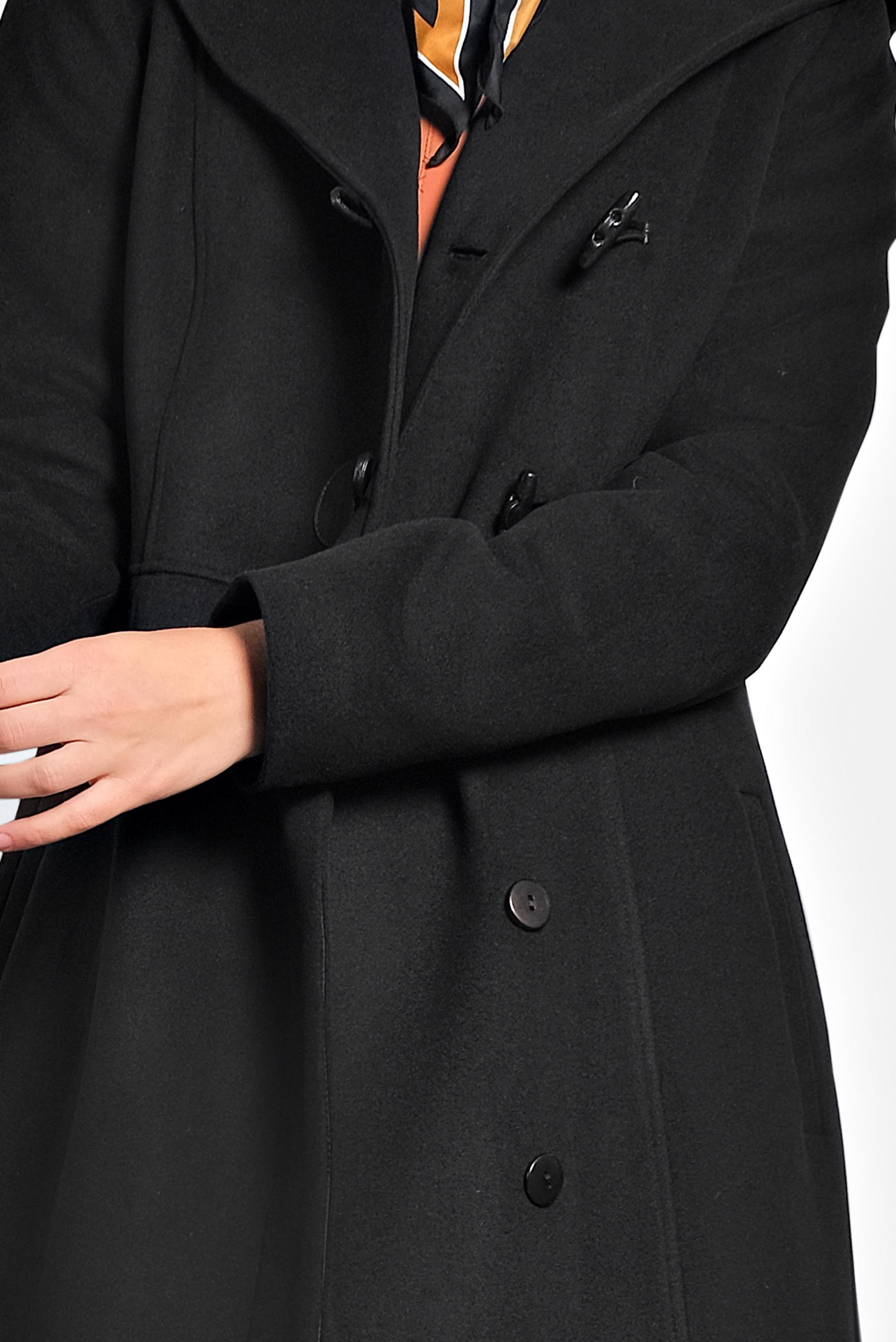 Tesettür giyim SİYAH DÜĞMELİ KAPÜŞONLU KABAN 90025 