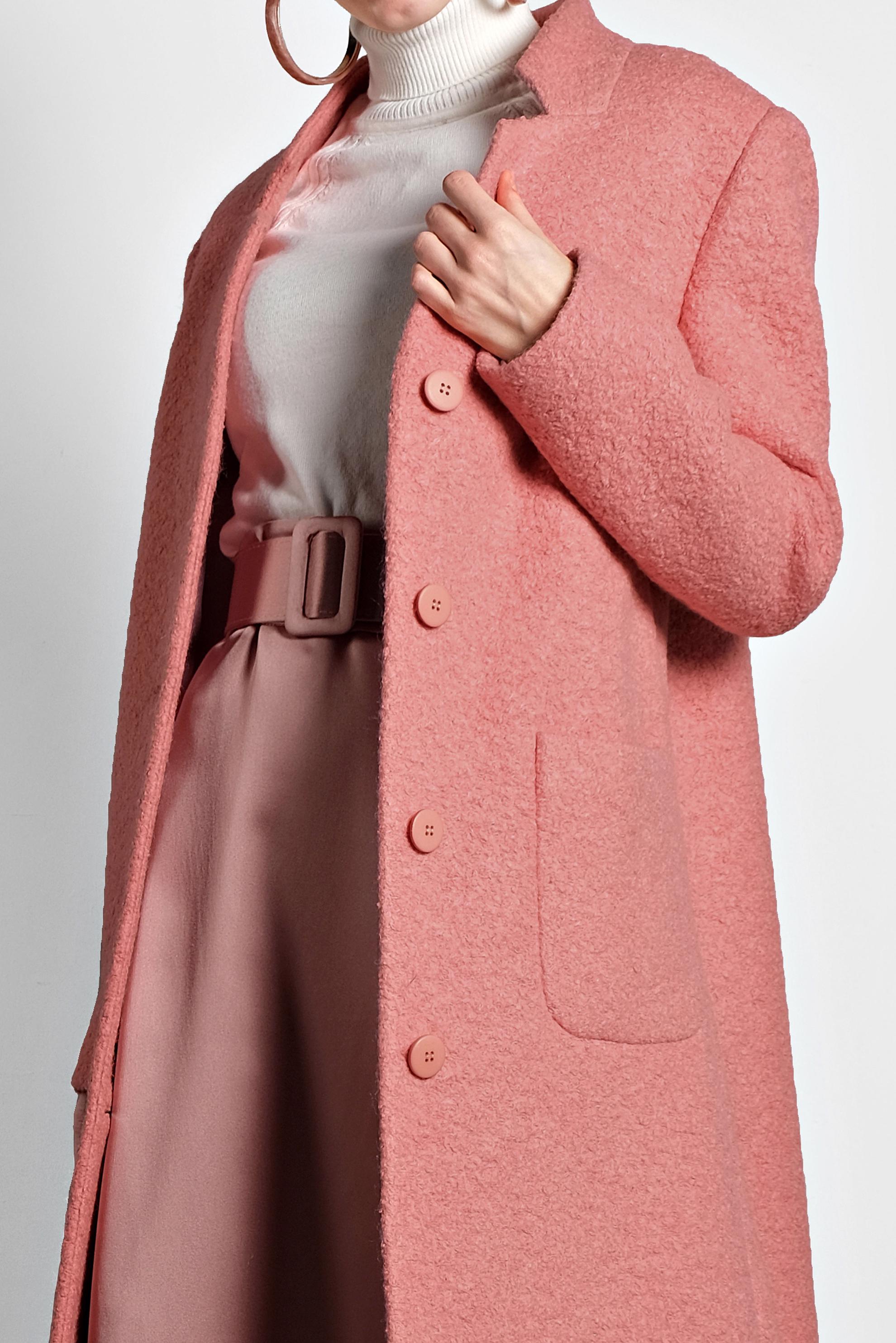 Tesettür giyim PUDRA CEP DETAYLI DÜĞMELİ KAŞE KABAN 90035 