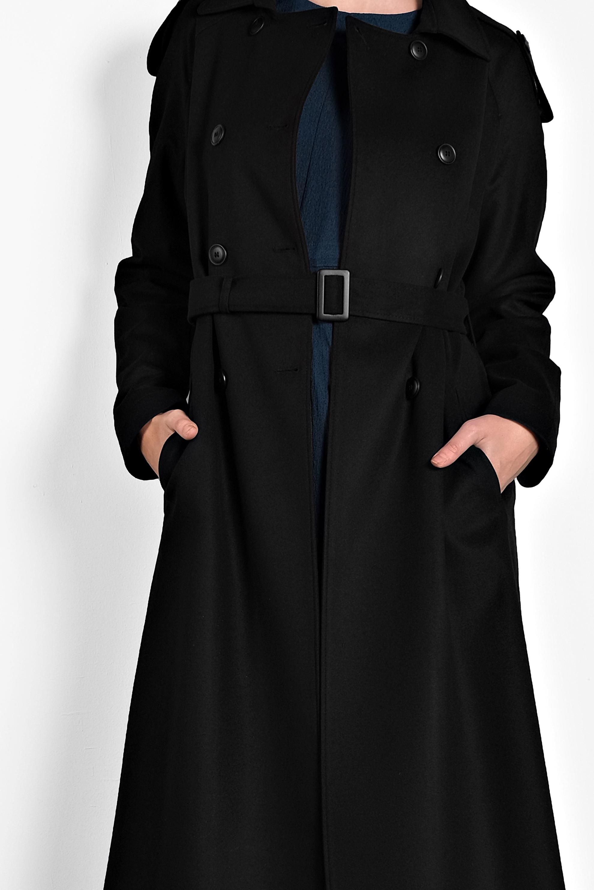 Tesettür giyim SİYAH KEMERLİ KRUVAZE KABAN 90044