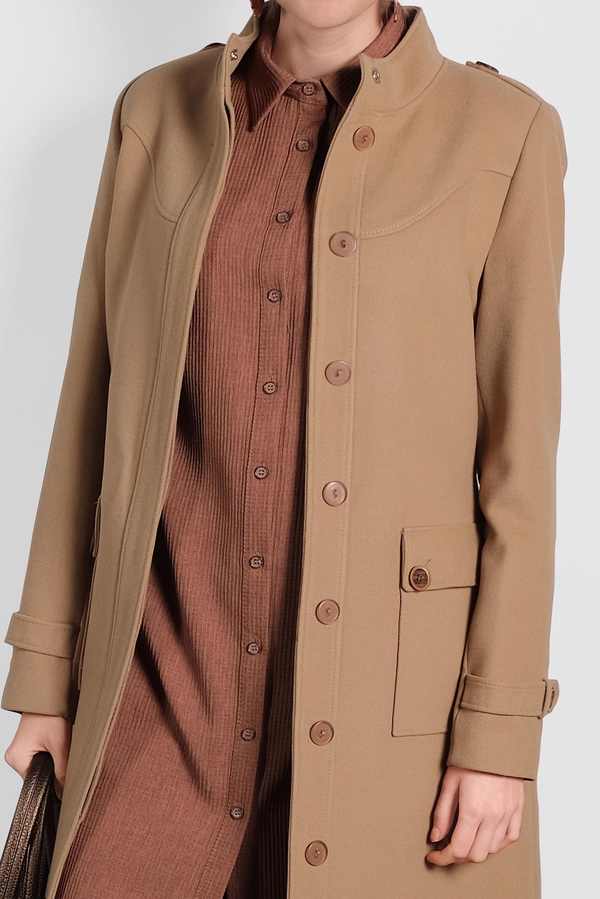 Tesettür giyim KAHVE KEMERLİ DÜĞMELİ KABAN 90045