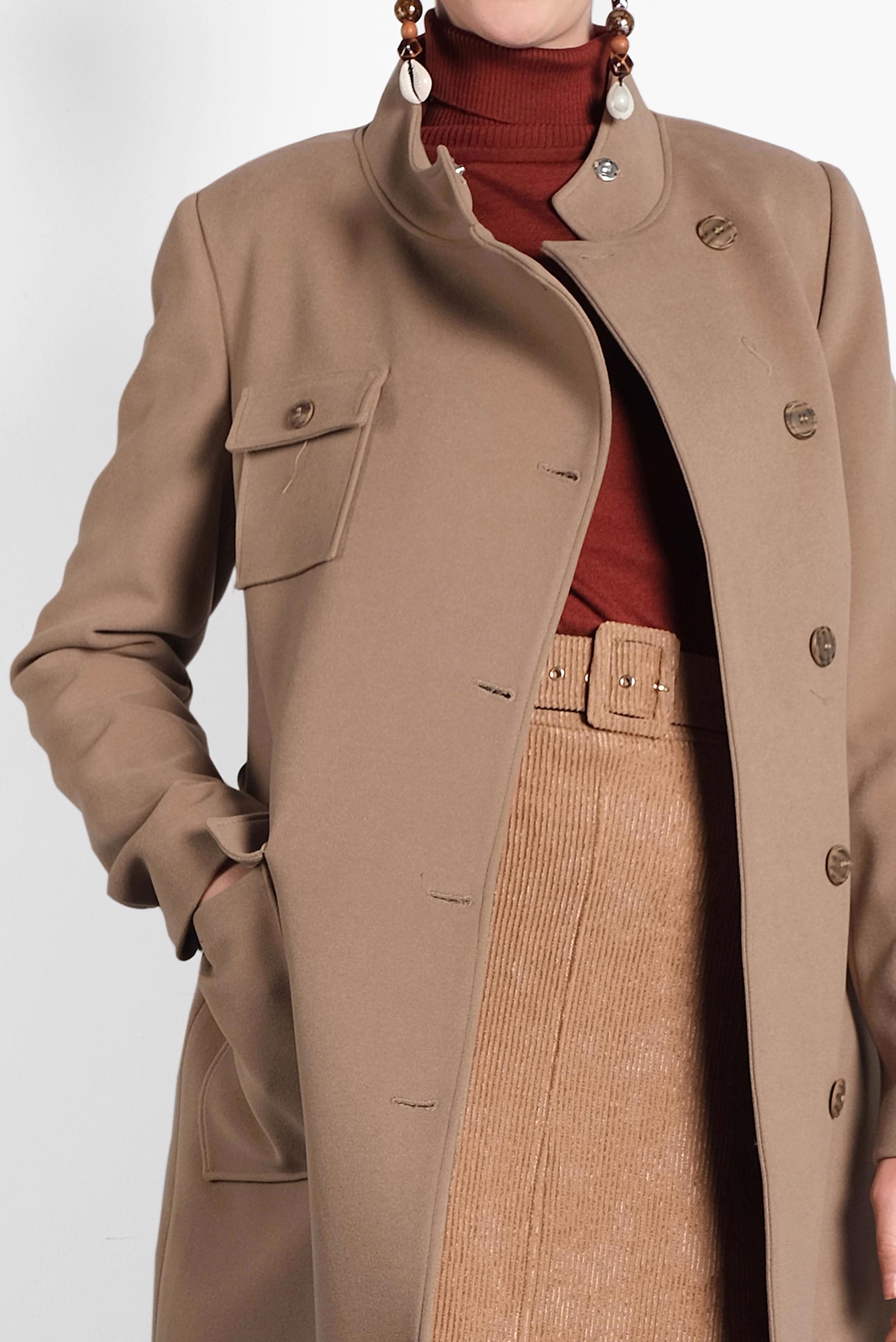 Tesettür giyim KAHVE DÜĞMELİ KEMERLİ KAŞE KABAN  90046 