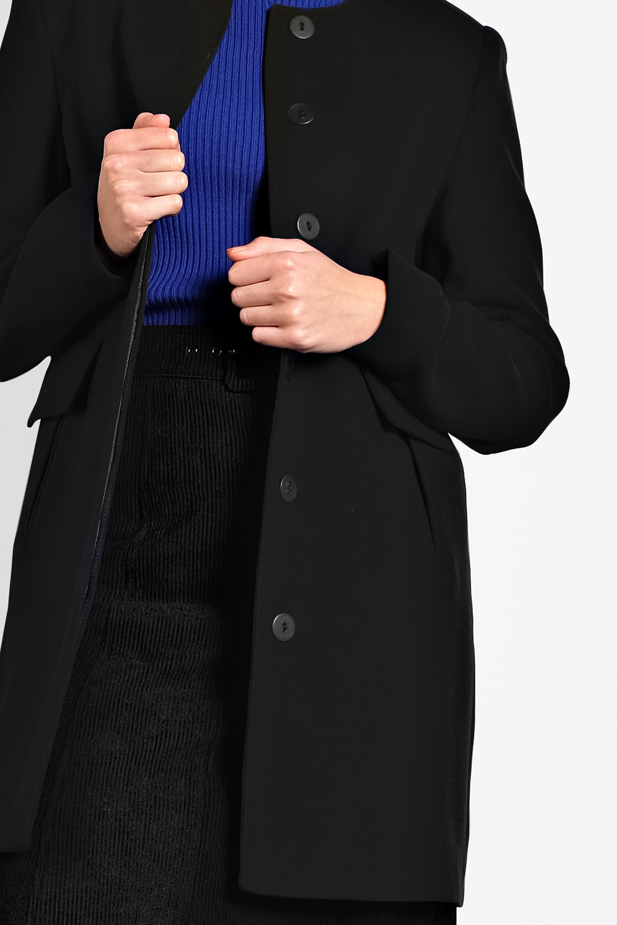 Tesettür giyim SİYAH BİSİKLET YAKA DÜĞMELİ KABAN 90051 