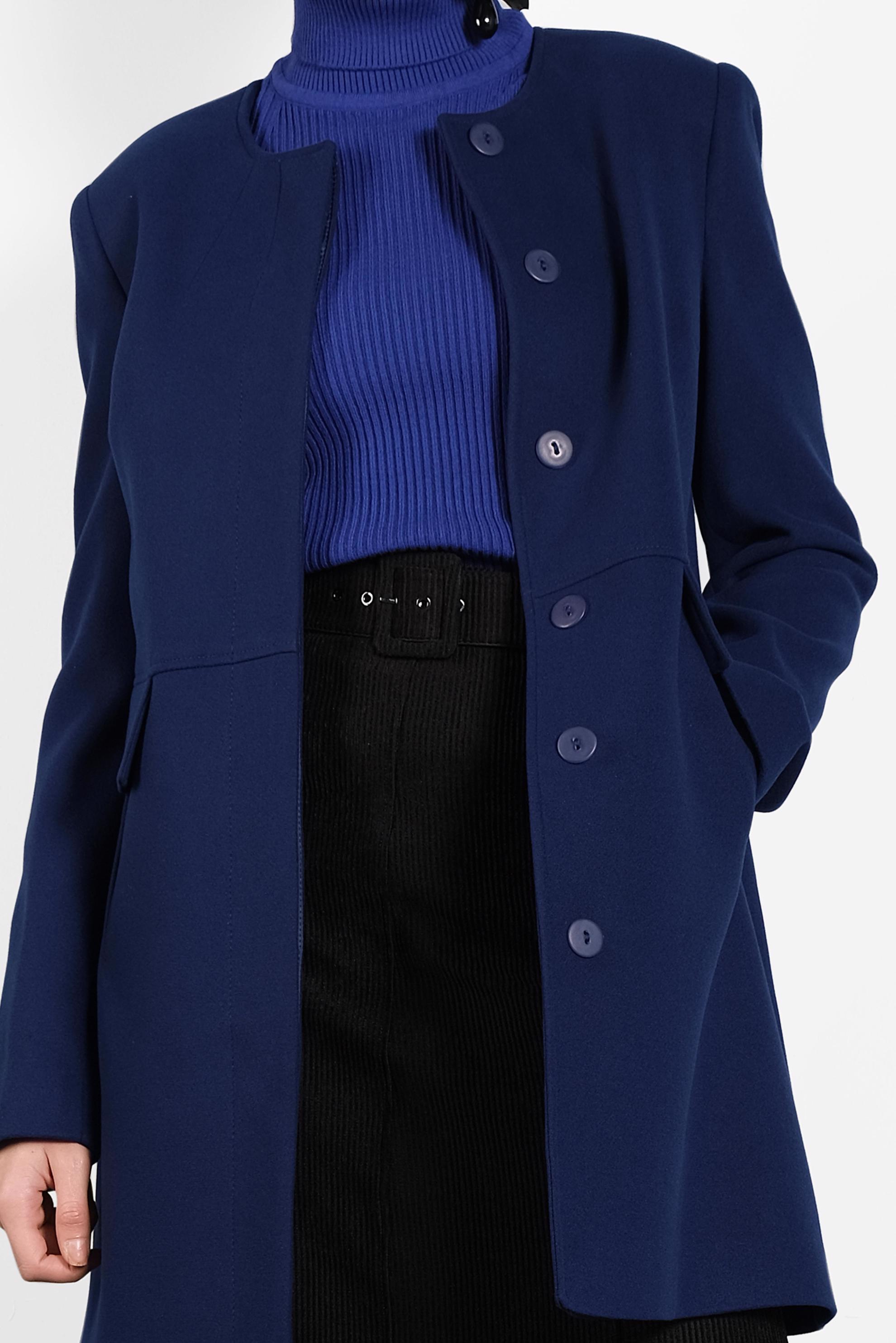 Tesettür giyim MAVİ BİSİKLET YAKA DÜĞMELİ KABAN 90051 