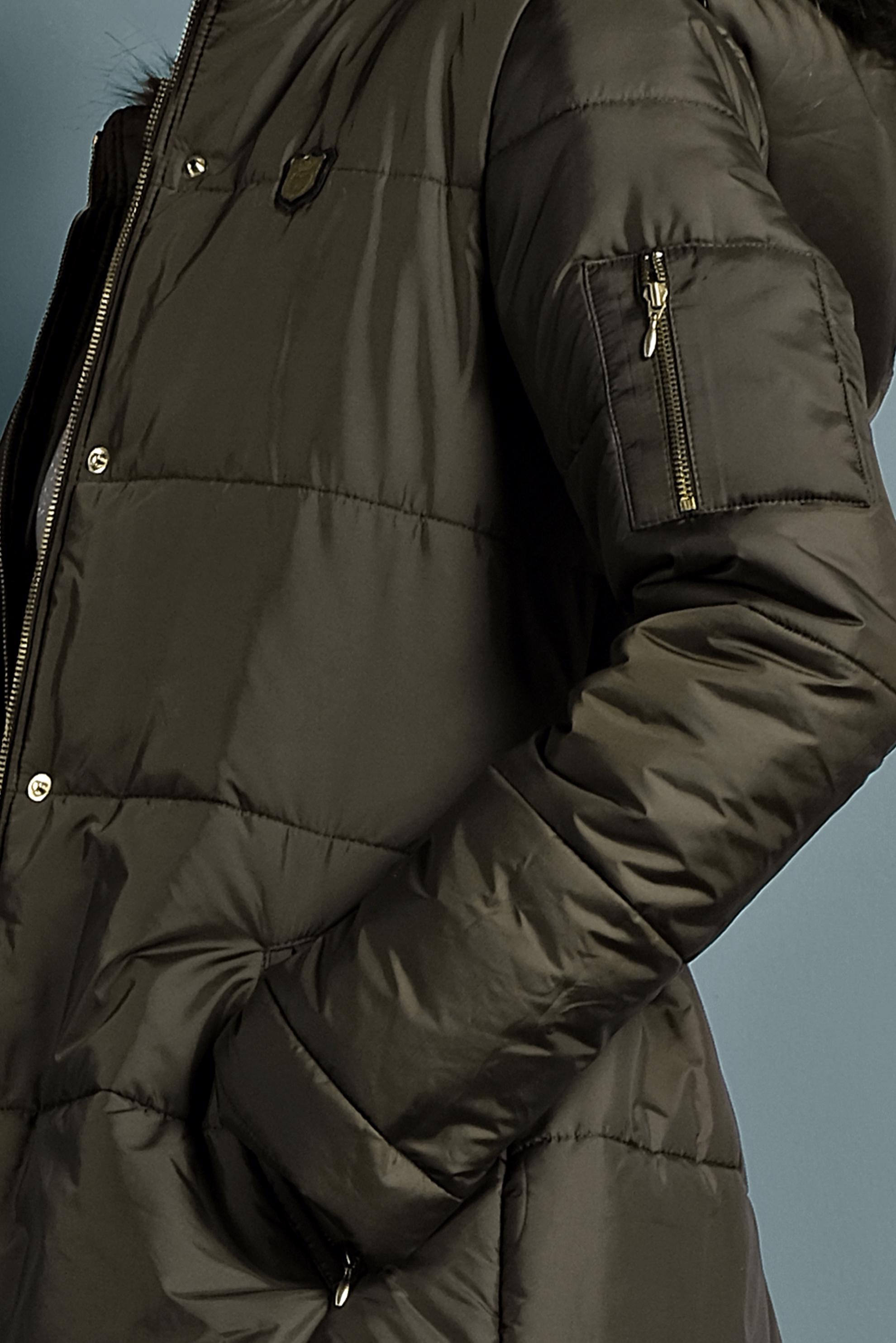 Tesettür giyim HAKİ KAPÜŞONLU ŞİŞME KABAN 90054 