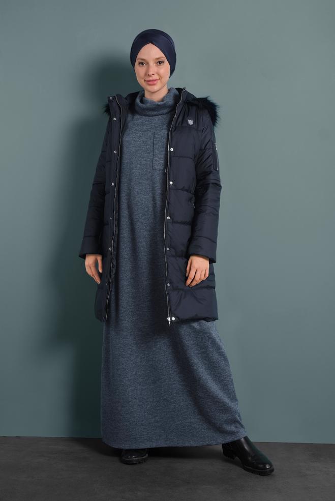 Hijab clothing  HOODED PUFFER COAT 90054  - ALVİNA