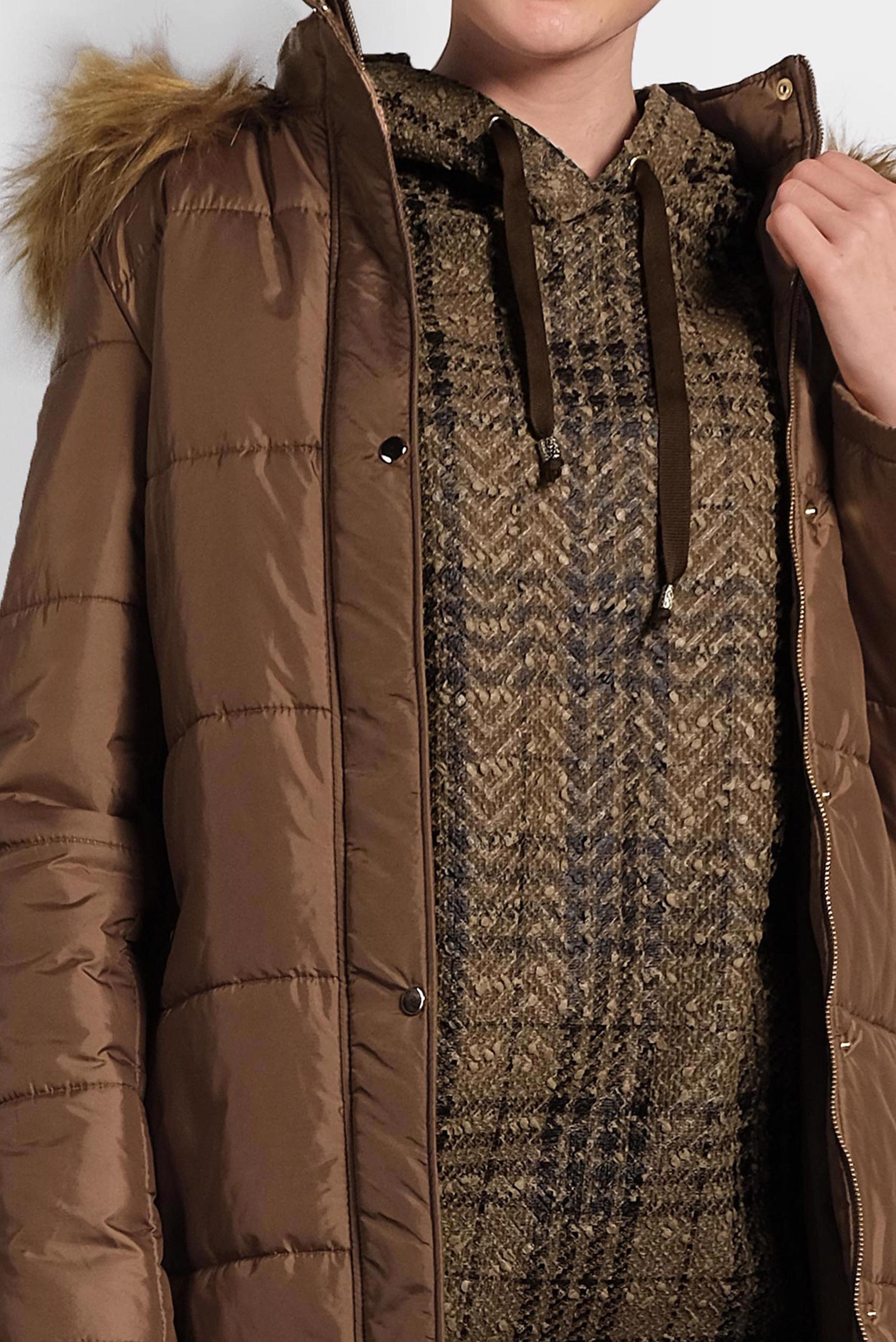 Tesettür giyim TABA KAPÜŞONLU ŞİŞME KABAN 90054 