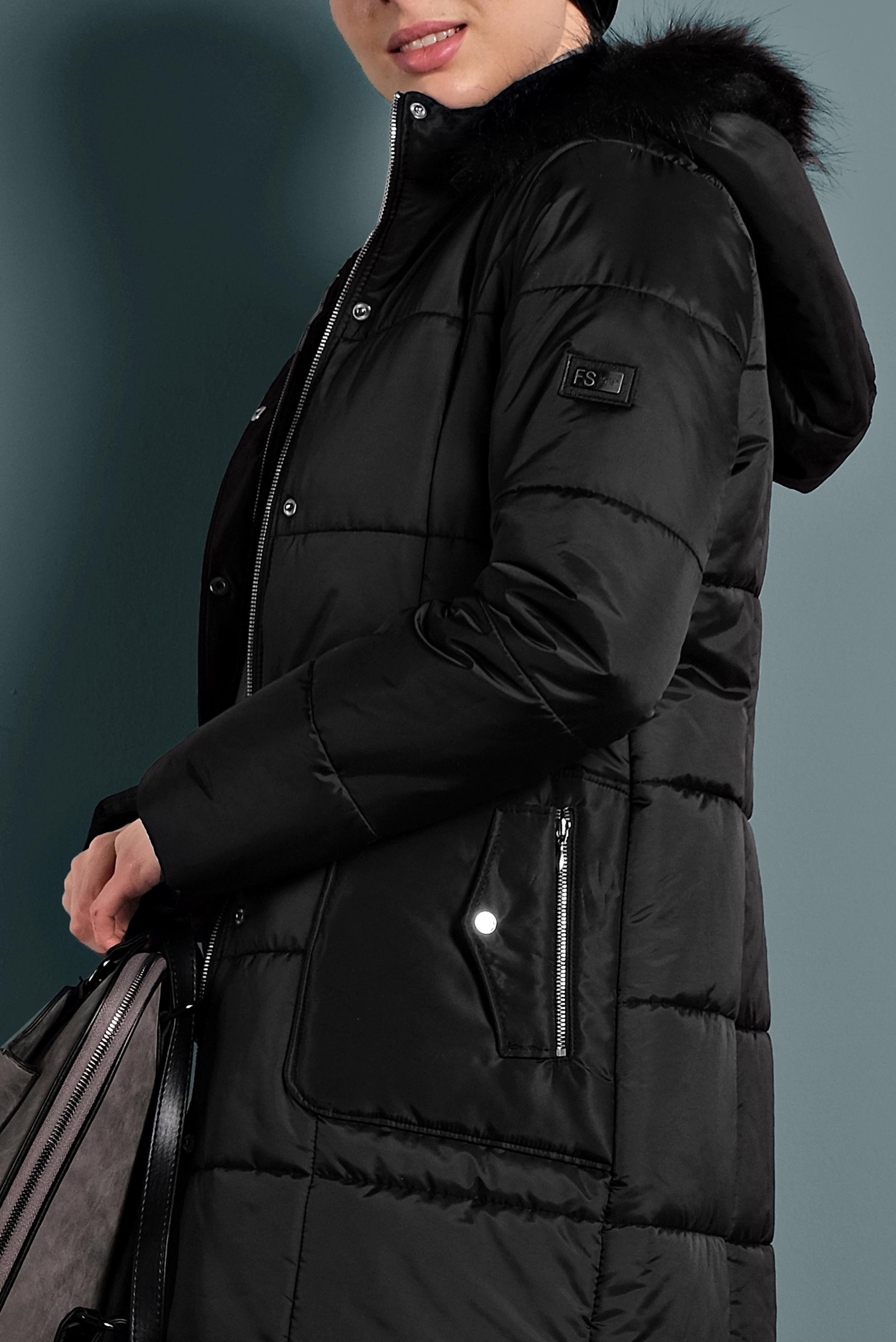 Tesettür giyim SİYAH KAPÜŞONLU ŞİŞME KABAN 90055