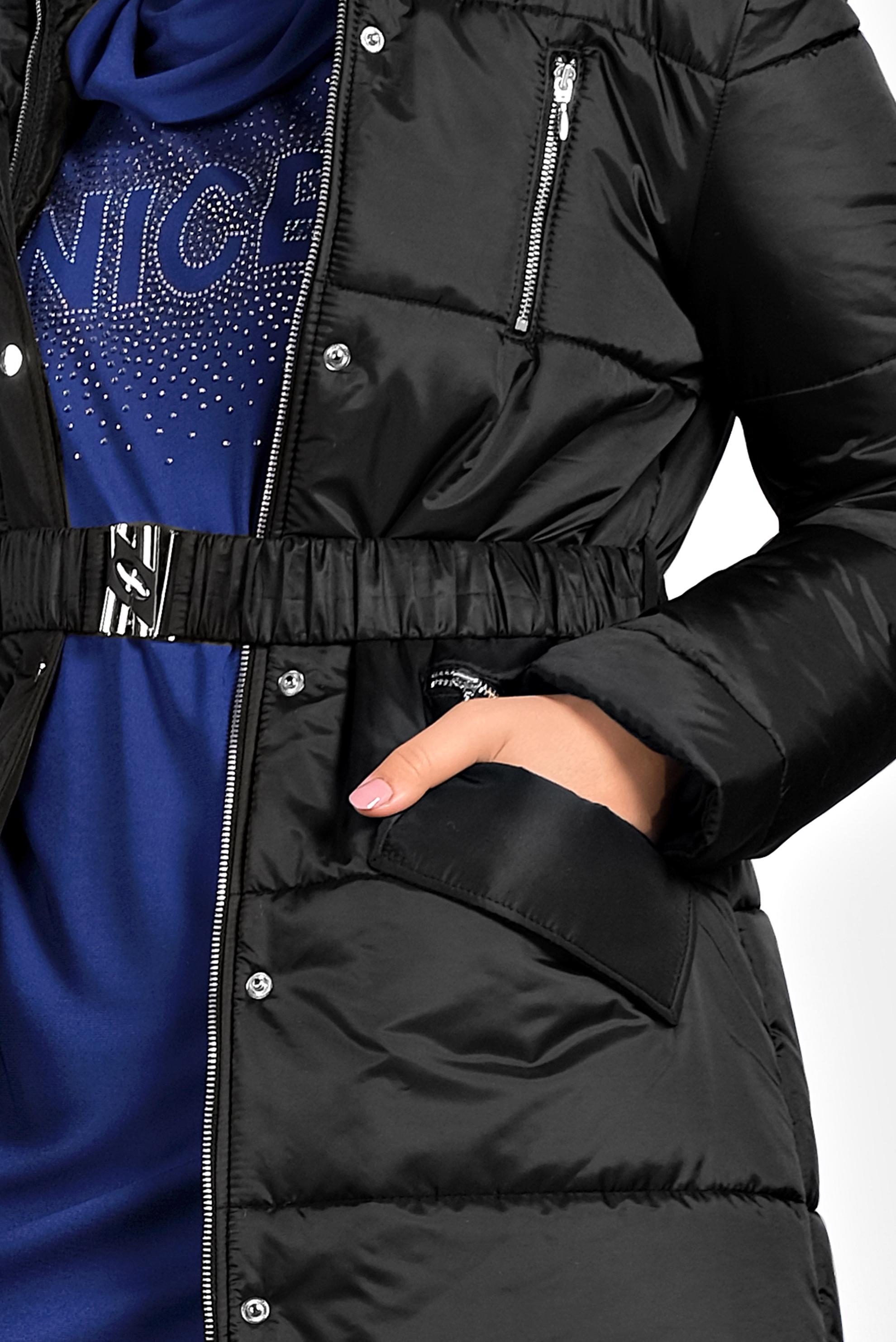 Tesettür giyim SİYAH KEMERLİ ŞİŞME KABAN 90058