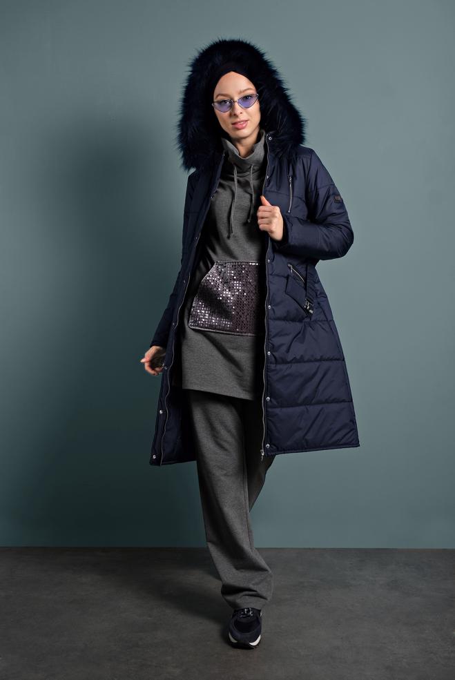 Hijab clothing  BELTED PUFFER COAT 90058 - ALVİNA