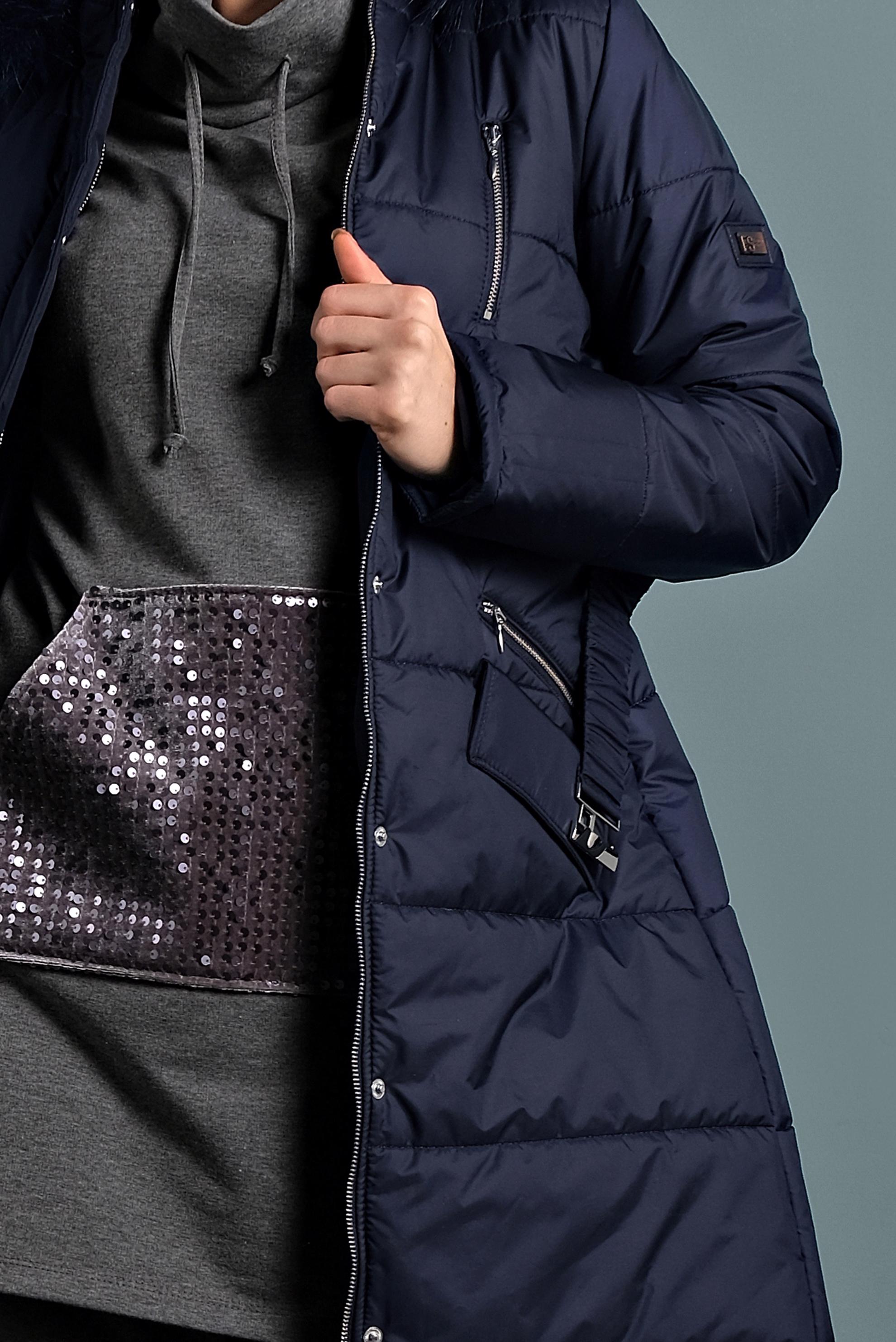 Hijab clothing NAVY BLUE BELTED PUFFER COAT 90058