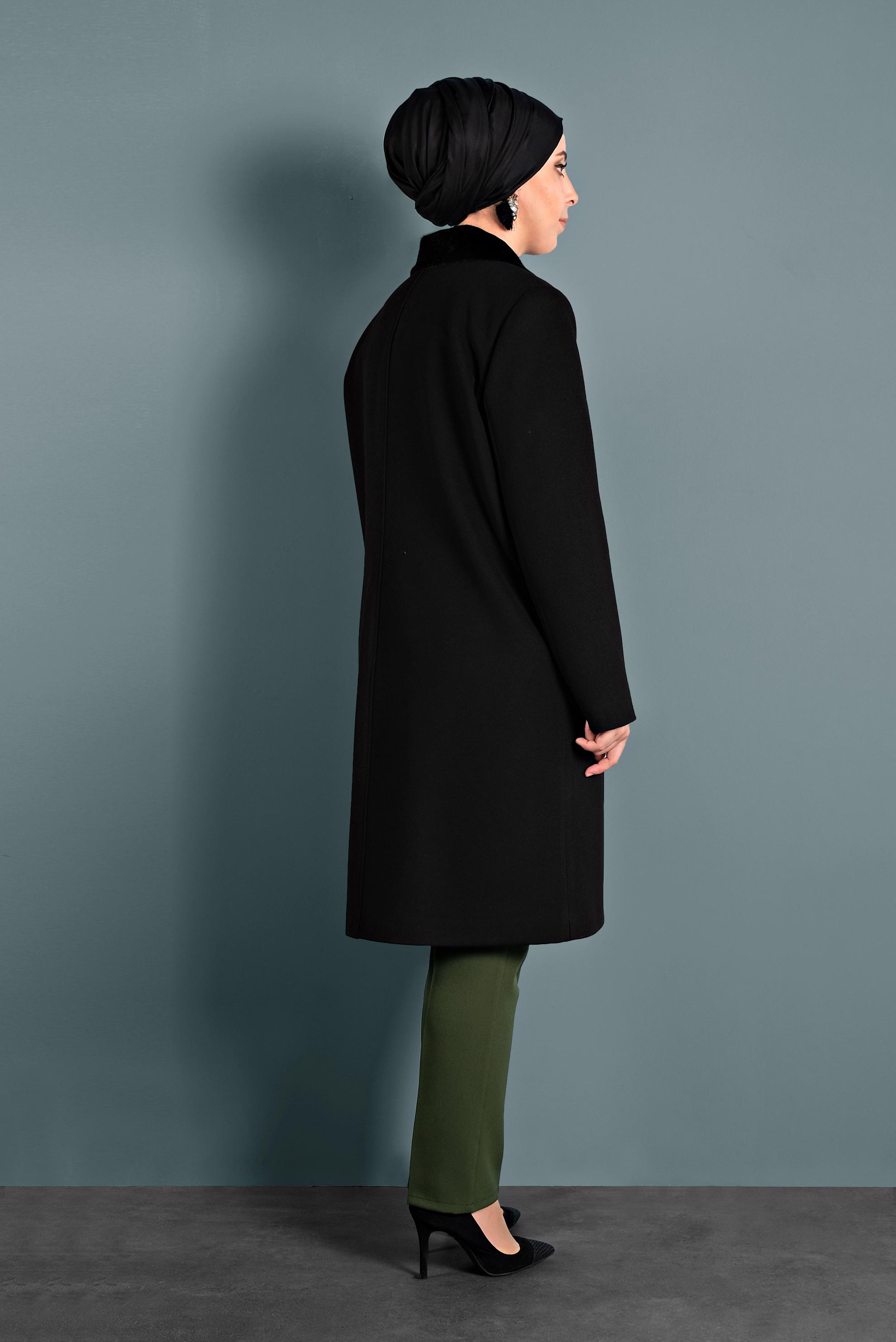 Tesettür giyim SİYAH KAŞE KABAN 90059 