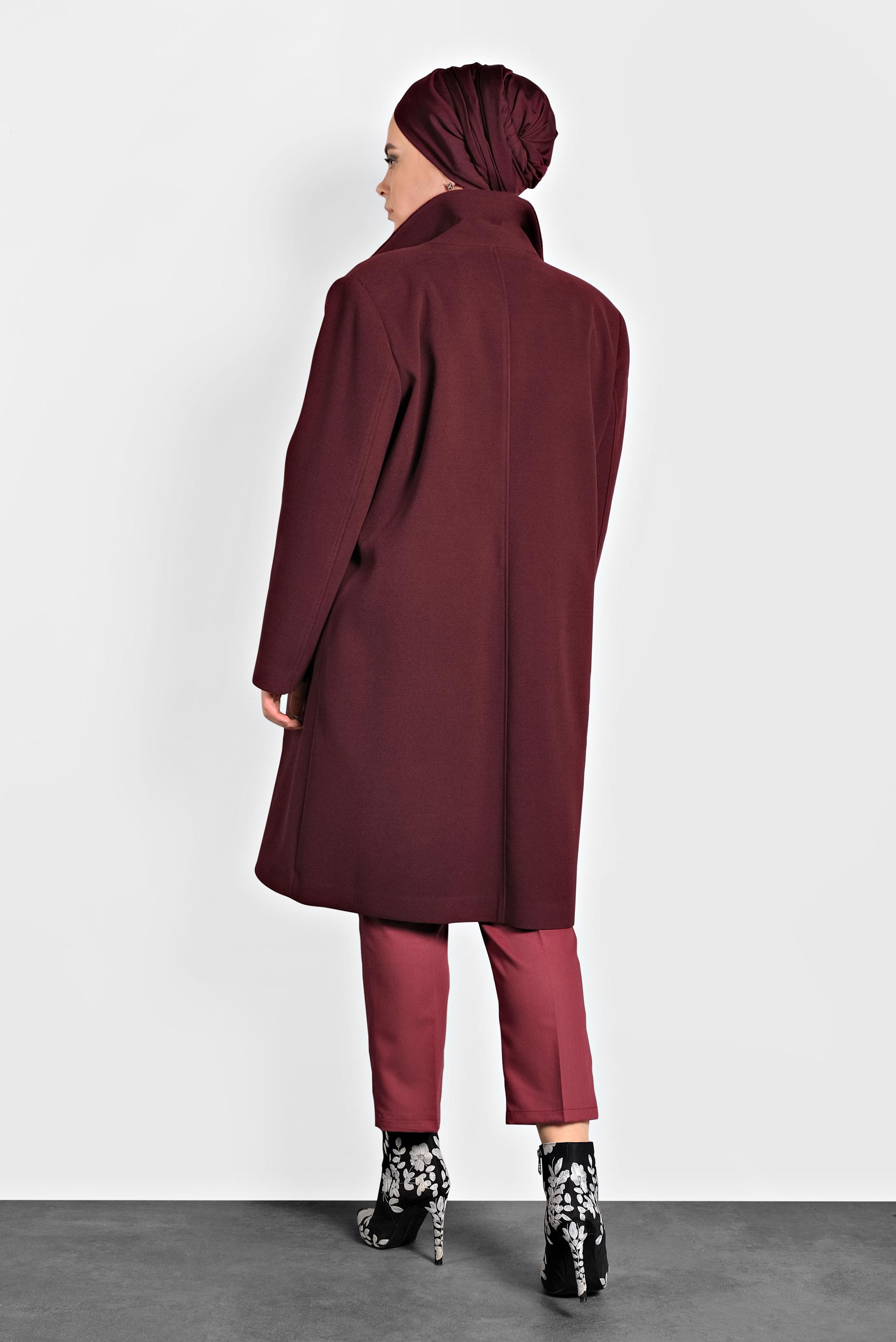 Tesettür giyim BORDO KAŞE KABAN 90059 