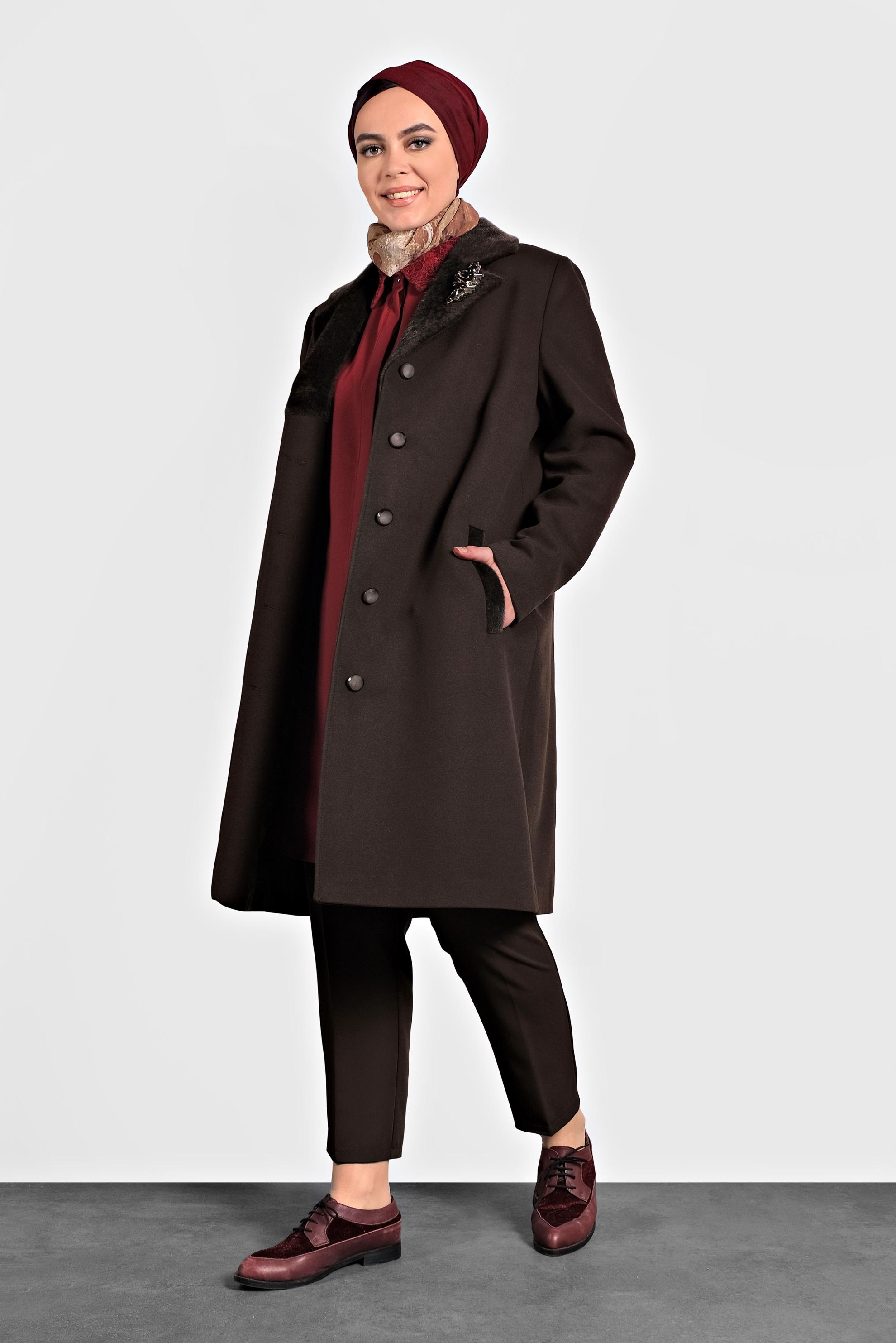 Tesettür giyim KAHVE KAŞE KABAN 90059 