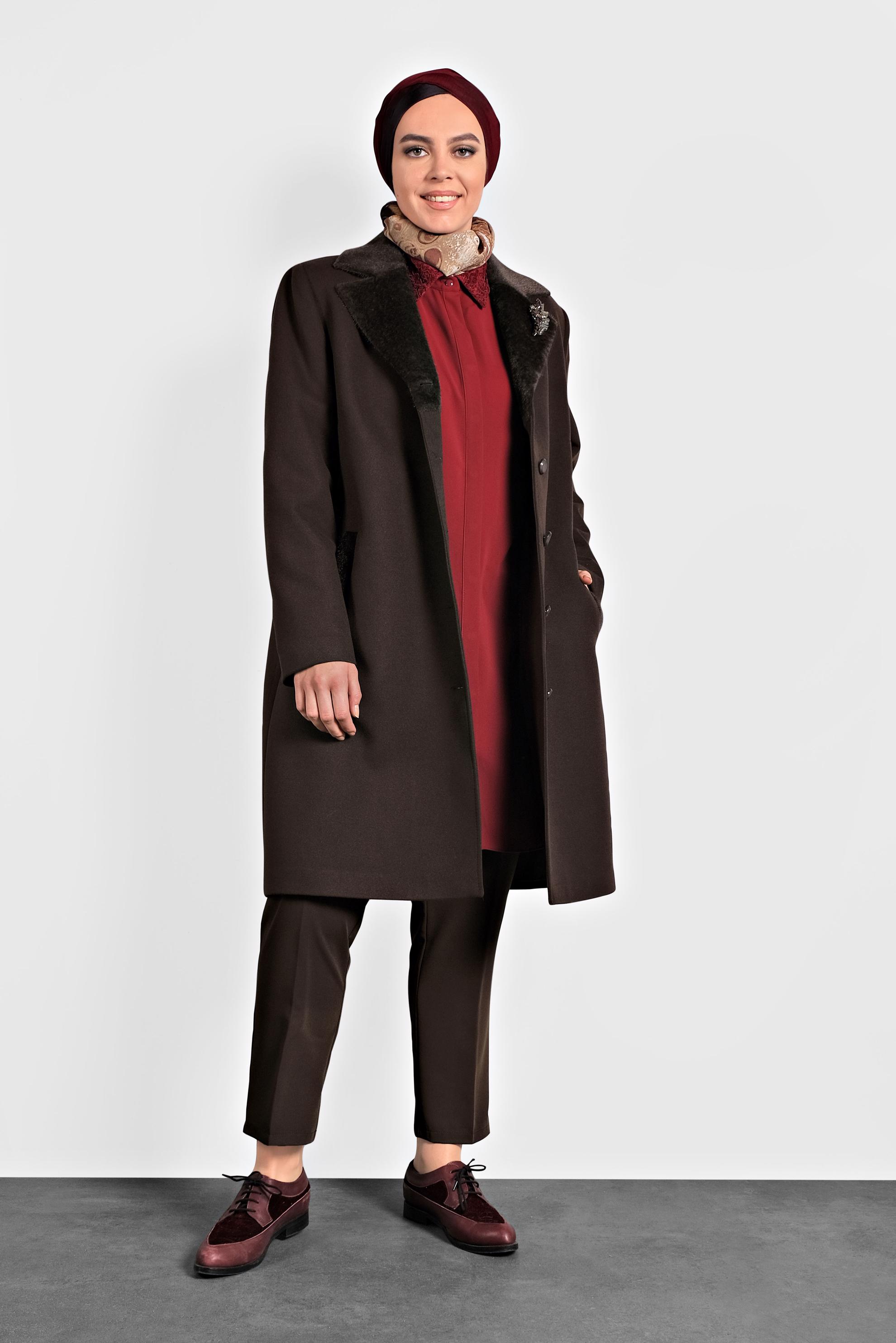 Tesettür giyim KAHVE KAŞE KABAN 90059 