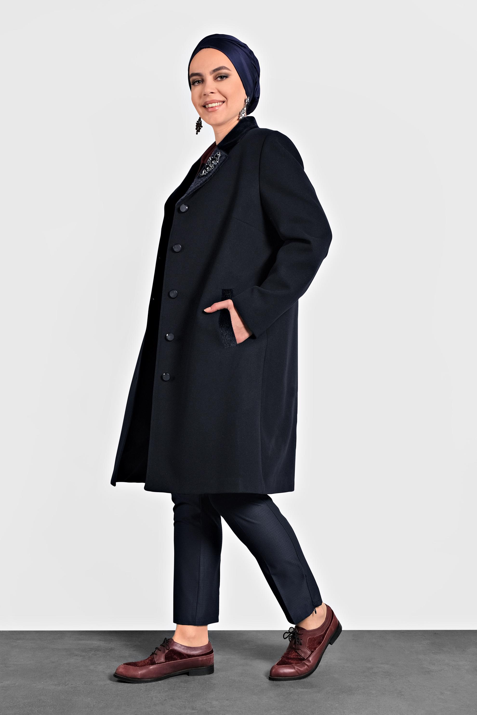 Vêtements hijab BLEU MARINE CABAN EN LAINE 90059 