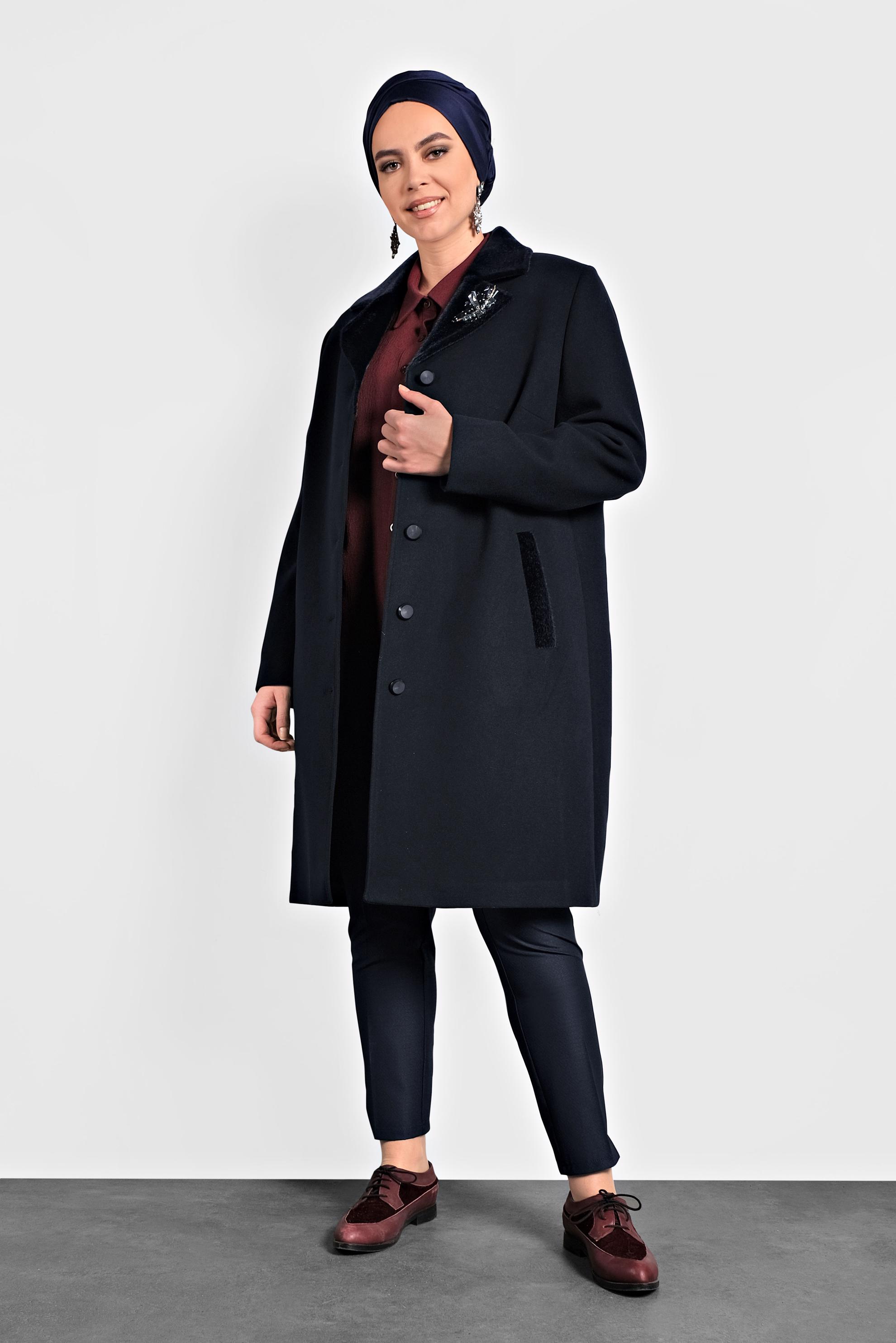 Vêtements hijab BLEU MARINE CABAN EN LAINE 90059 